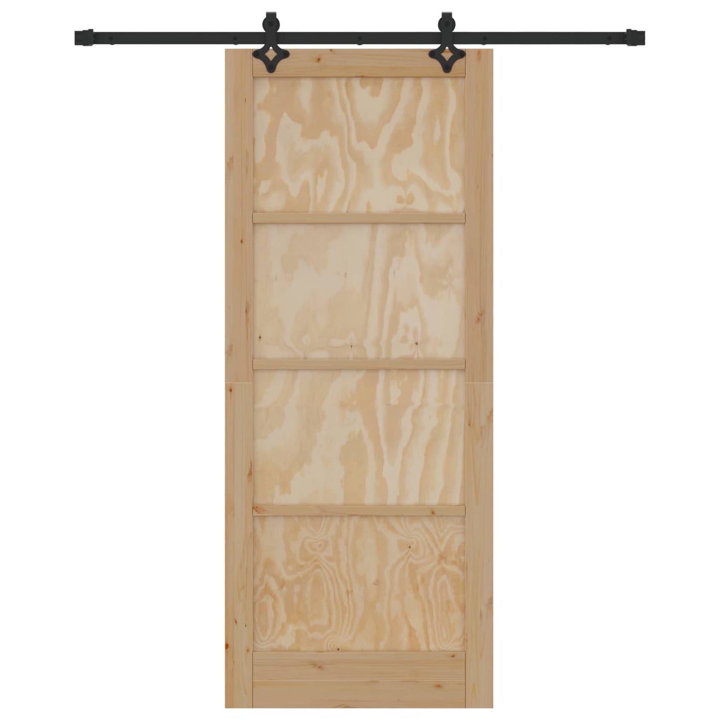 vidaXL Συρόμενη Πόρτα Φυσικό και Μαύρο 86 x 211 cm Μασίφ Ξύλο Πεύκου
