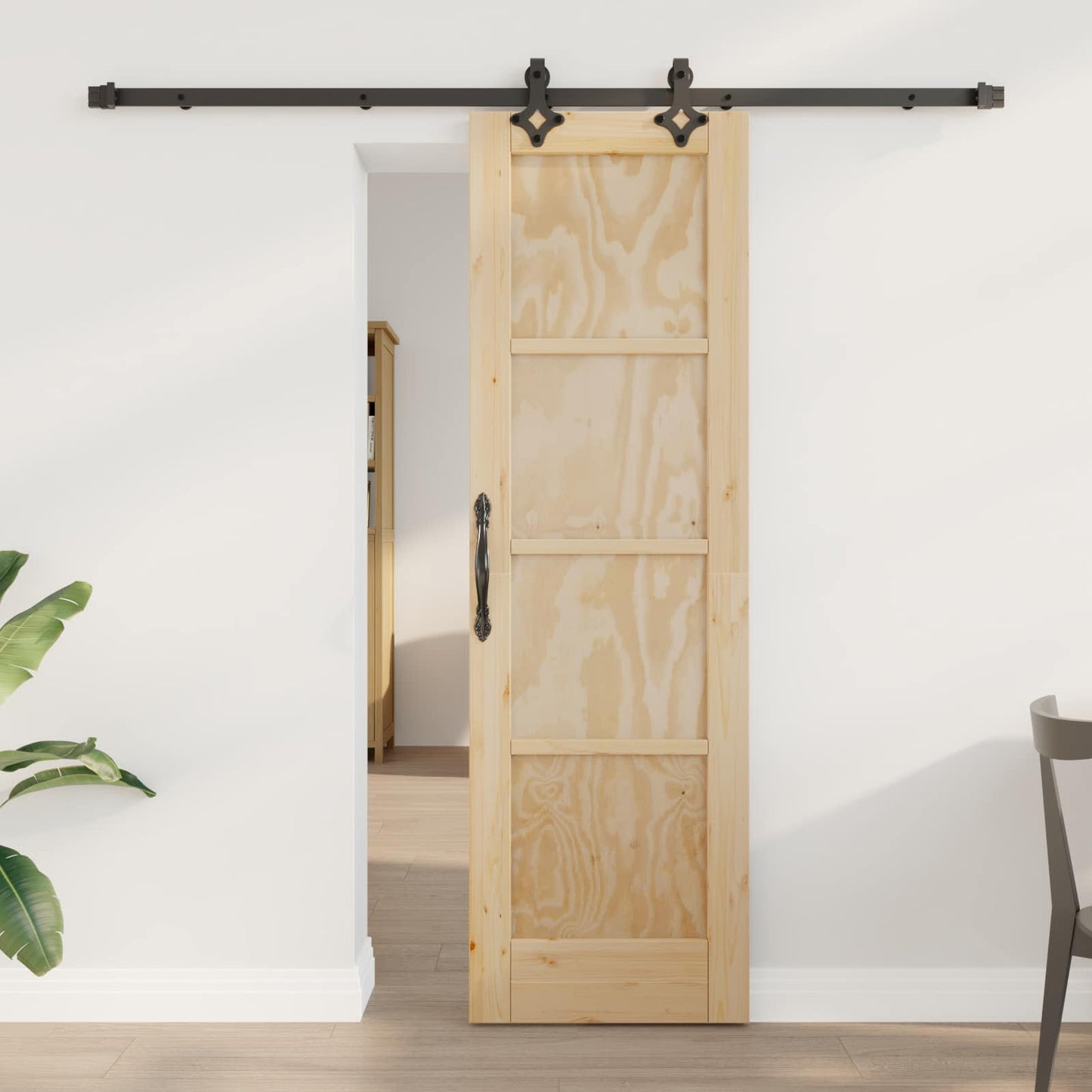 vidaXL Συρόμενη Πόρτα Φυσικό και Μαύρο 61 x 198,5 εκ.