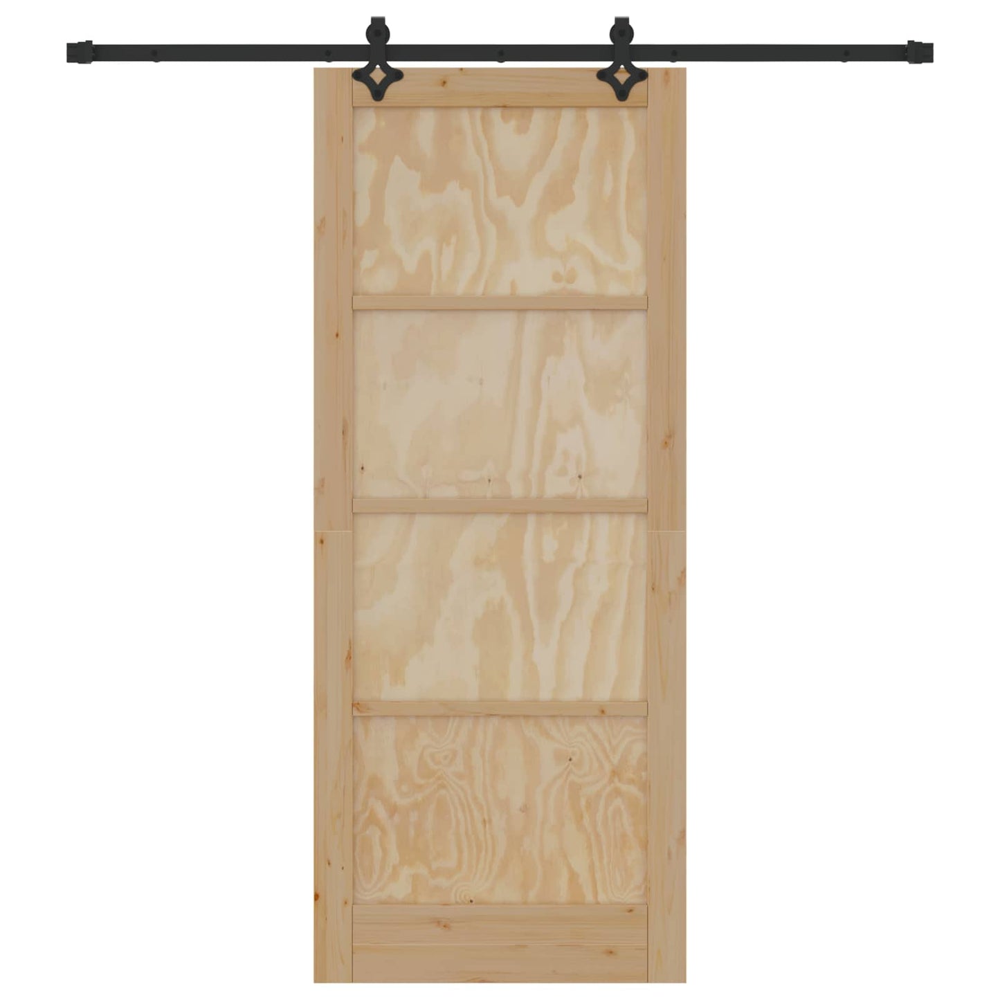 vidaXL Συρόμενη Πόρτα Φυσικό και Μαύρο 86 x 211 cm Μασίφ Ξύλο Πεύκου