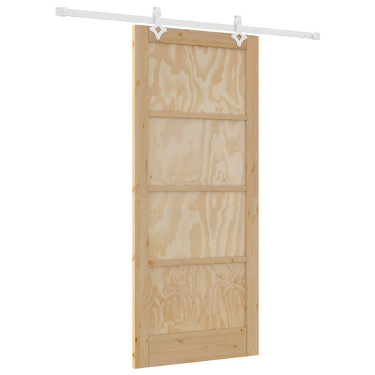 vidaXL Συρόμενη Πόρτα Φυσικό και Λευκό 86 x 198,5 cm Μασίφ Ξύλο Πεύκου
