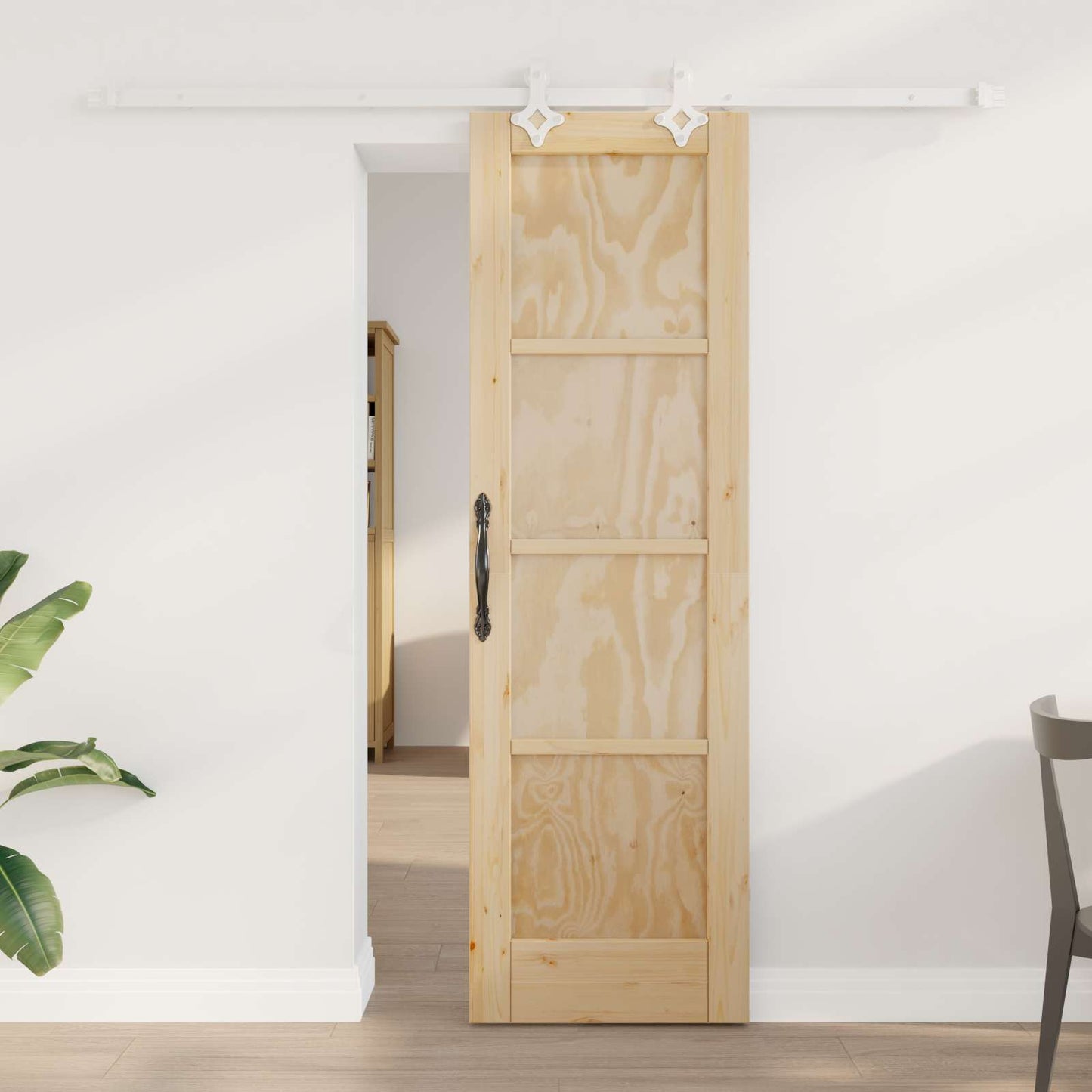 vidaXL Συρόμενη Πόρτα Φυσικό και Λευκό 61 x 198,5 εκ.