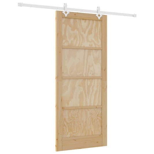 vidaXL Συρόμενη Πόρτα Φυσικό και Λευκό 86 x 198,5 cm Μασίφ Ξύλο Πεύκου