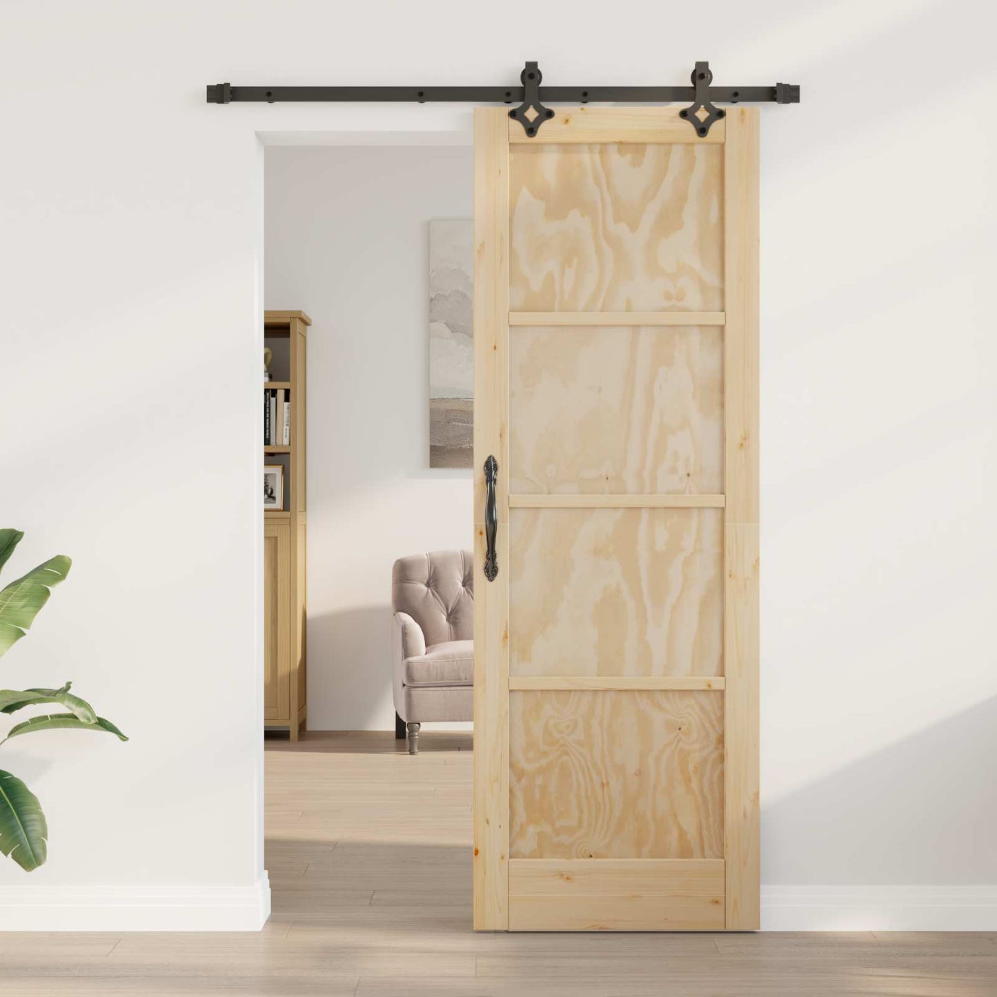 vidaXL Συρόμενη Πόρτα ORKDAL 73,5 x 211 εκ Μασίφ Ξύλο Πεύκου Φυσικό