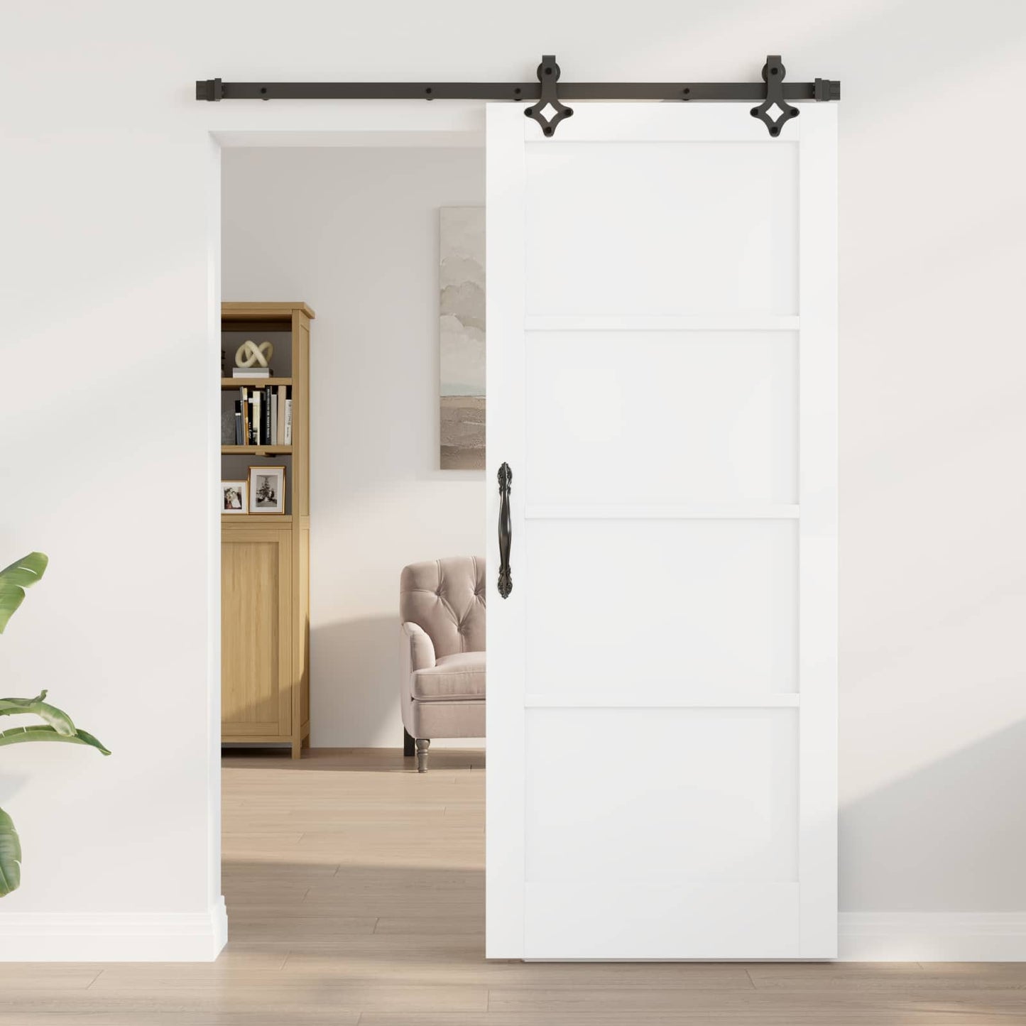 vidaXL Συρόμενη Πόρτα ORKDAL 83 x 202 εκ. Μασίφ Ξύλο Πεύκου Λευκό