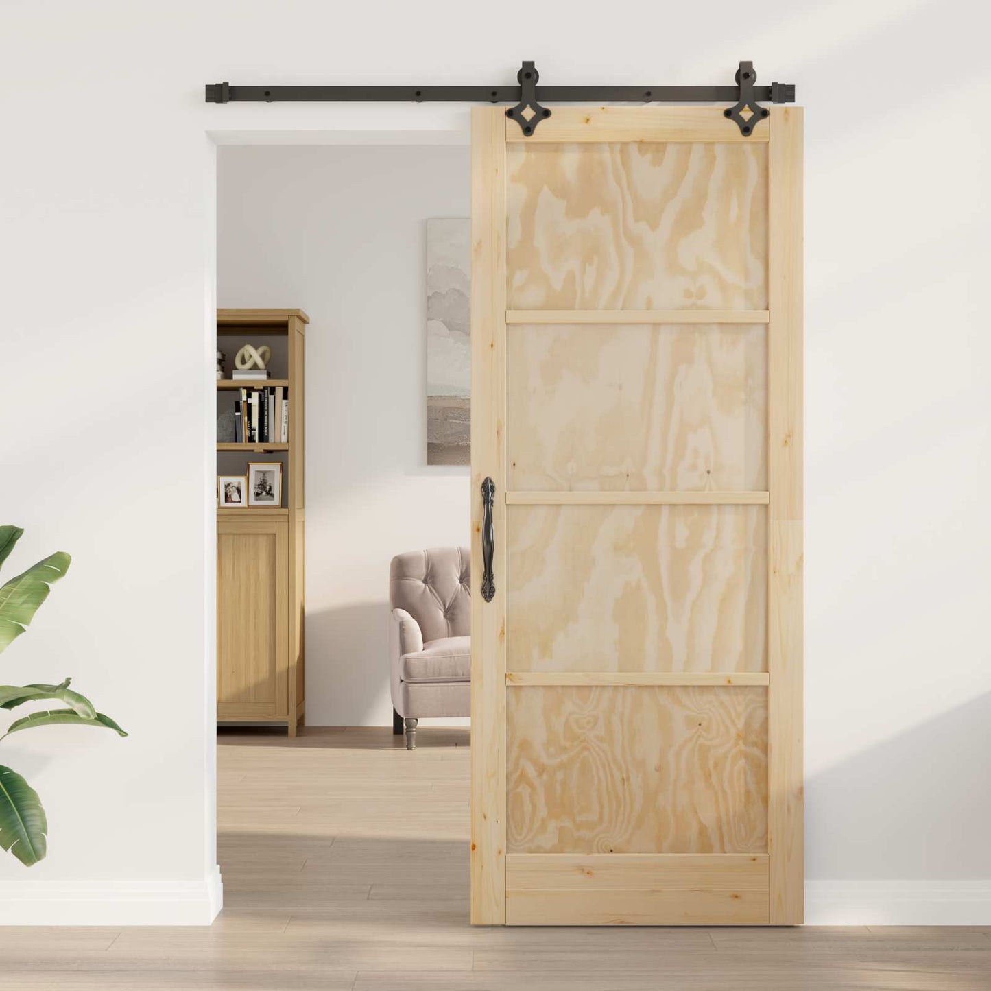 vidaXL Συρόμενη Πόρτα ORKDAL 86 x 211 cm Μασίφ Ξύλο Πεύκου Φυσικό