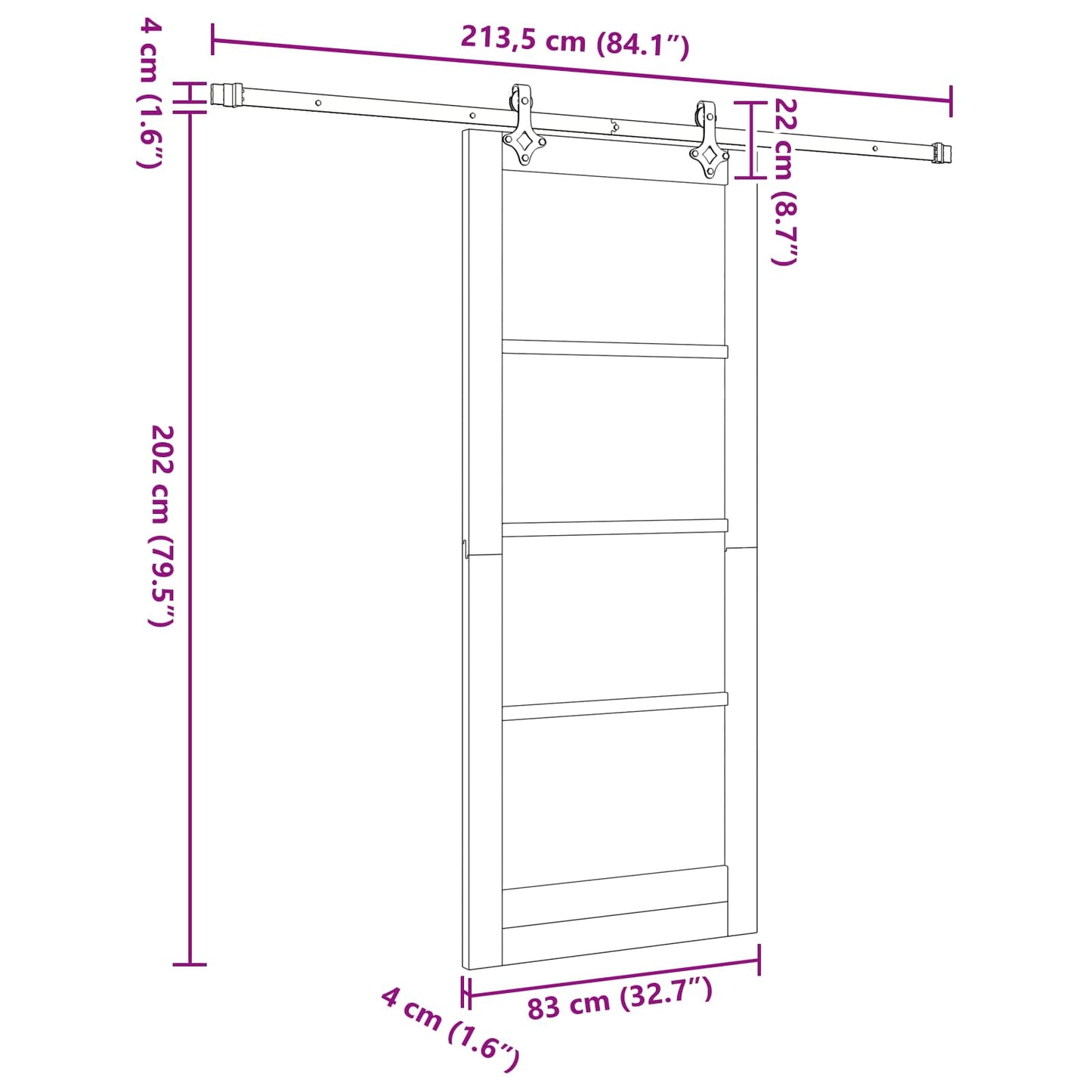 vidaXL Συρόμενη Πόρτα ORKDAL 83 x 202 εκ. Μασίφ Ξύλο Πεύκου Λευκό