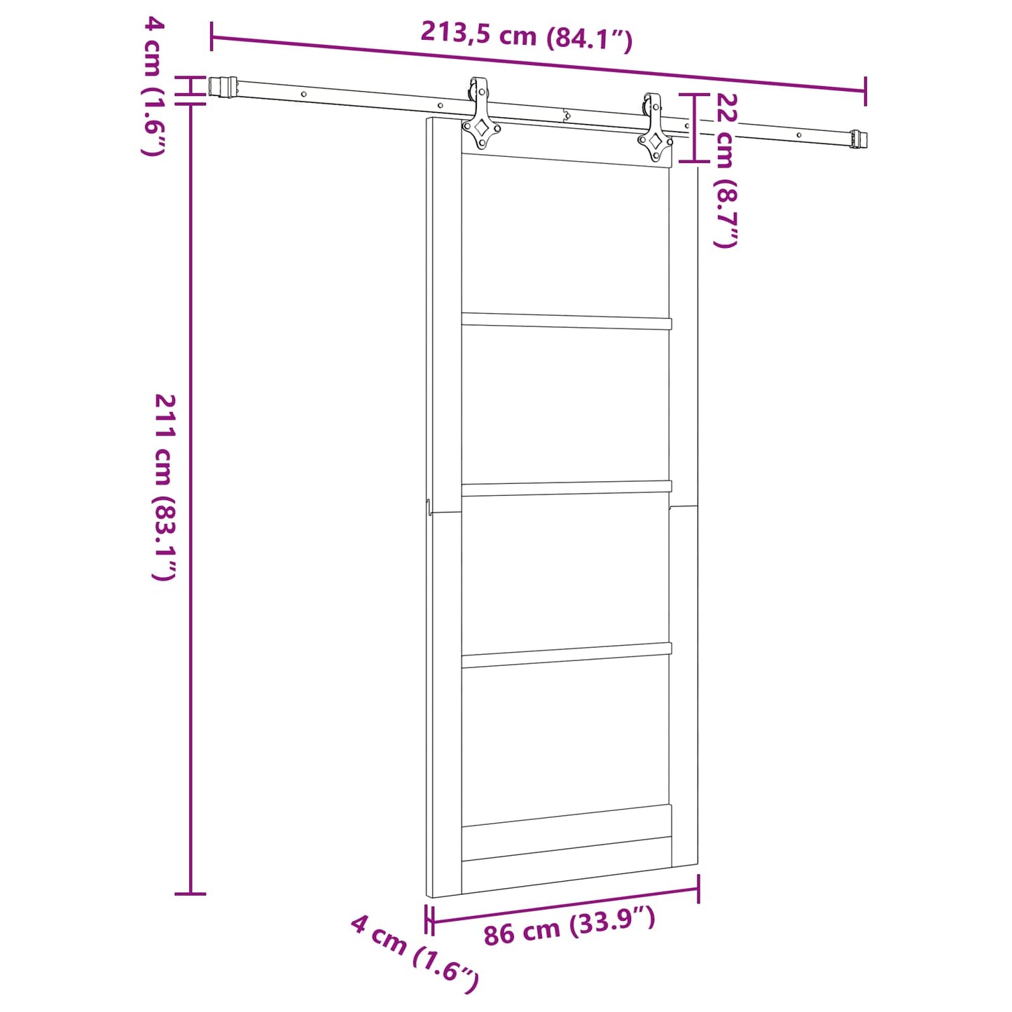 vidaXL Συρόμενη Πόρτα ORKDAL 86 x 211 cm Μασίφ Ξύλο Πεύκου Φυσικό