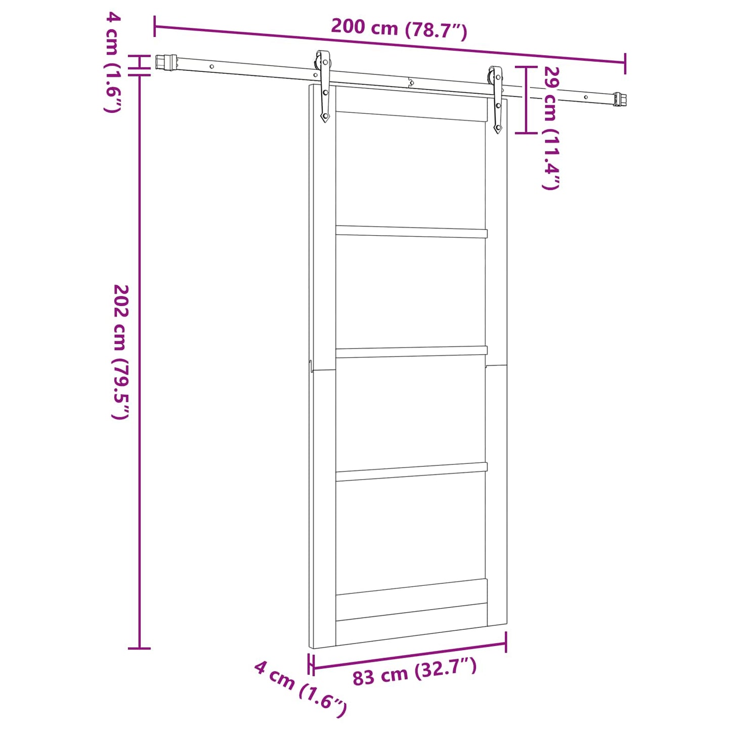 vidaXL Συρόμενη Πόρτα ORKDAL 83 x 202 εκ. Μασίφ Ξύλο Πεύκου Λευκό