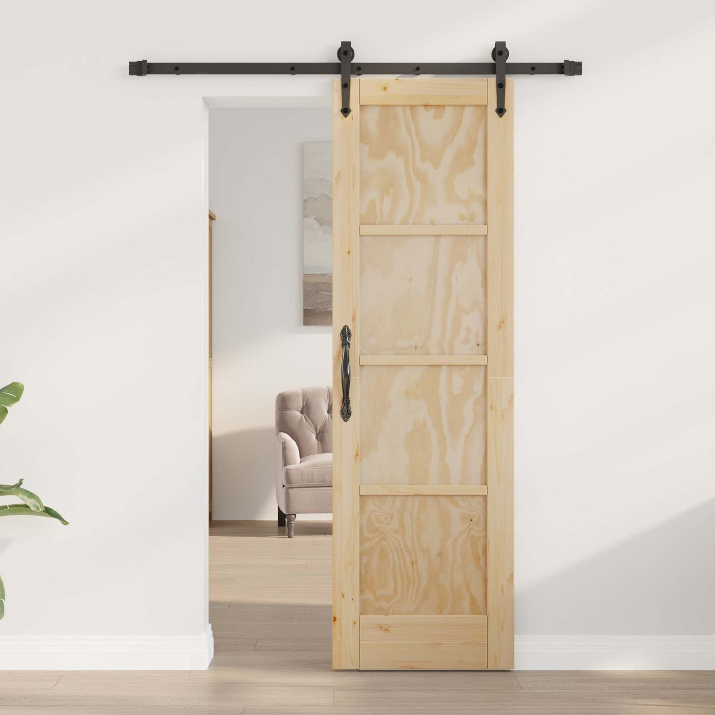 vidaXL Συρόμενη Πόρτα ORKDAL 61 x 198,5 εκ. Μασίφ Ξύλο Πεύκου Φυσικό