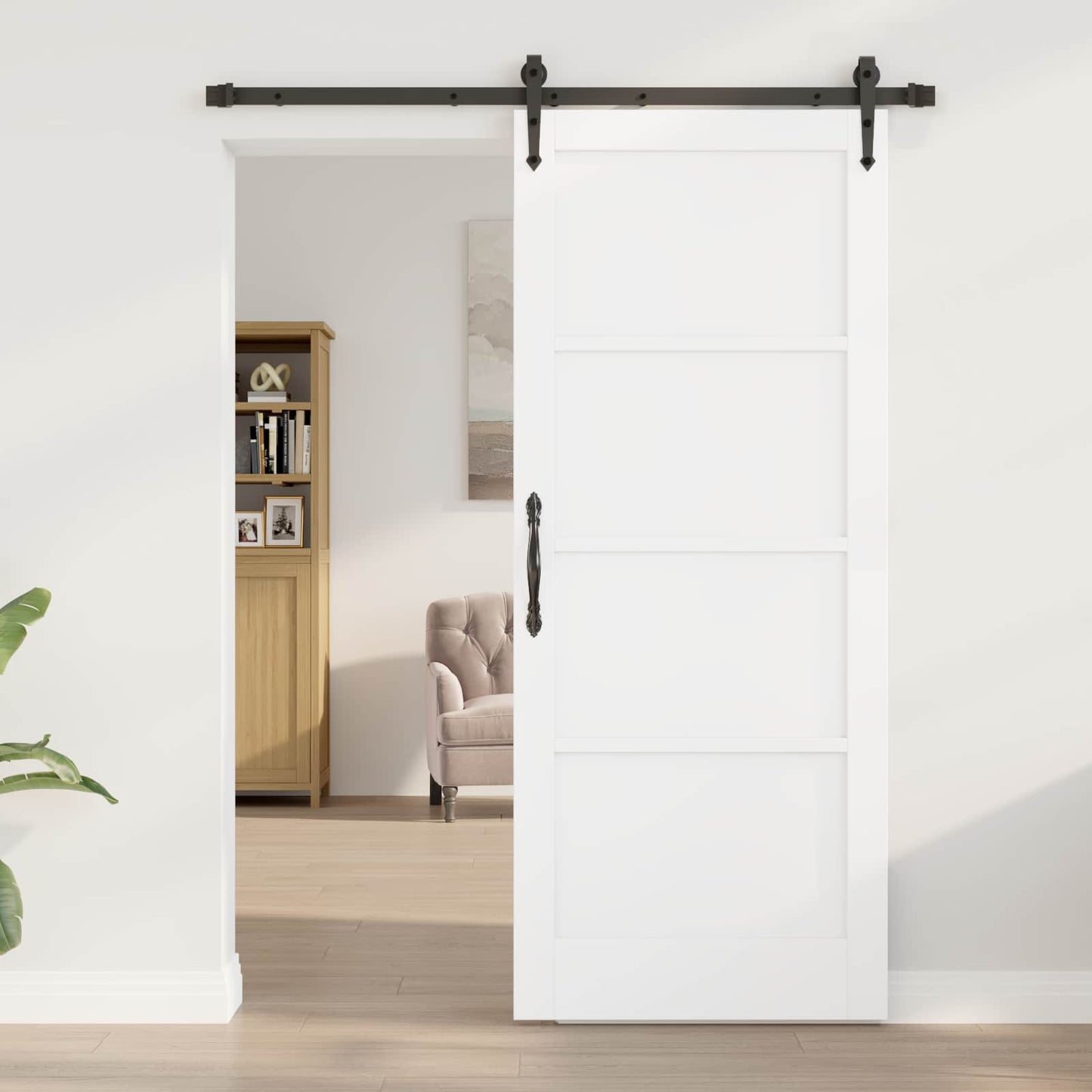 vidaXL Συρόμενη Πόρτα ORKDAL 83 x 202 εκ. Μασίφ Ξύλο Πεύκου Λευκό