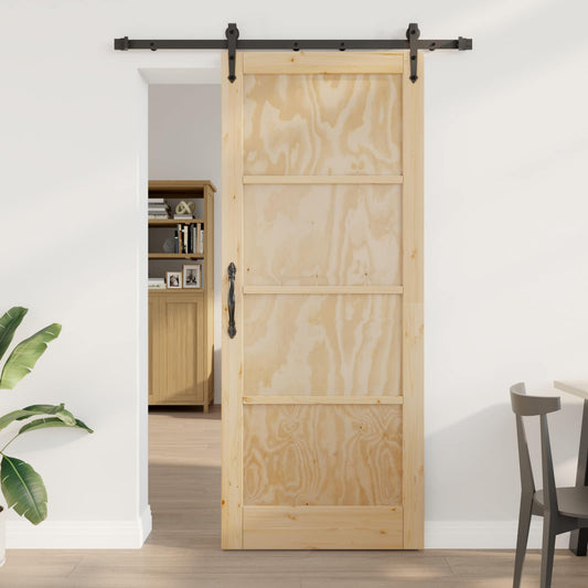 vidaXL Συρόμενη Πόρτα ORKDAL 86 x 211 cm Μασίφ Ξύλο Πεύκου Φυσικό