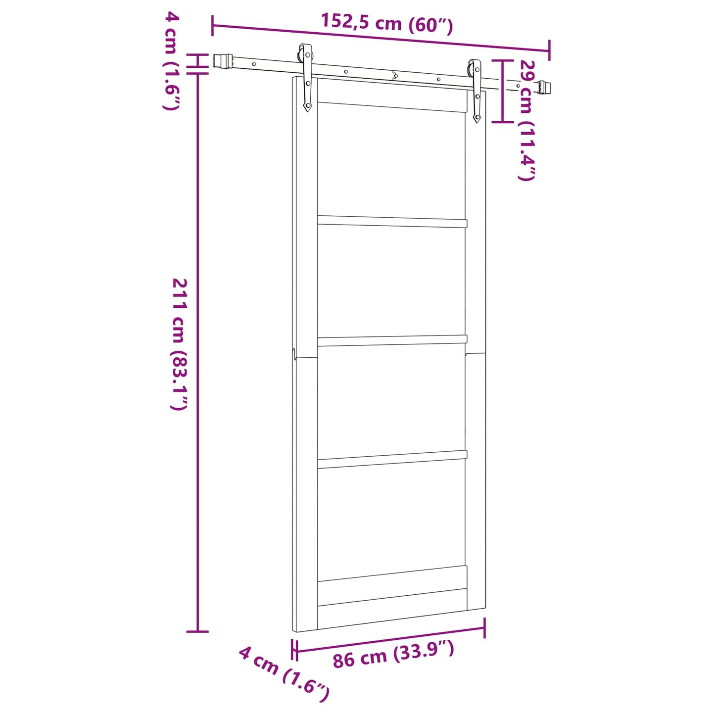 vidaXL Συρόμενη Πόρτα ORKDAL 86 x 211 cm Μασίφ Ξύλο Πεύκου Φυσικό