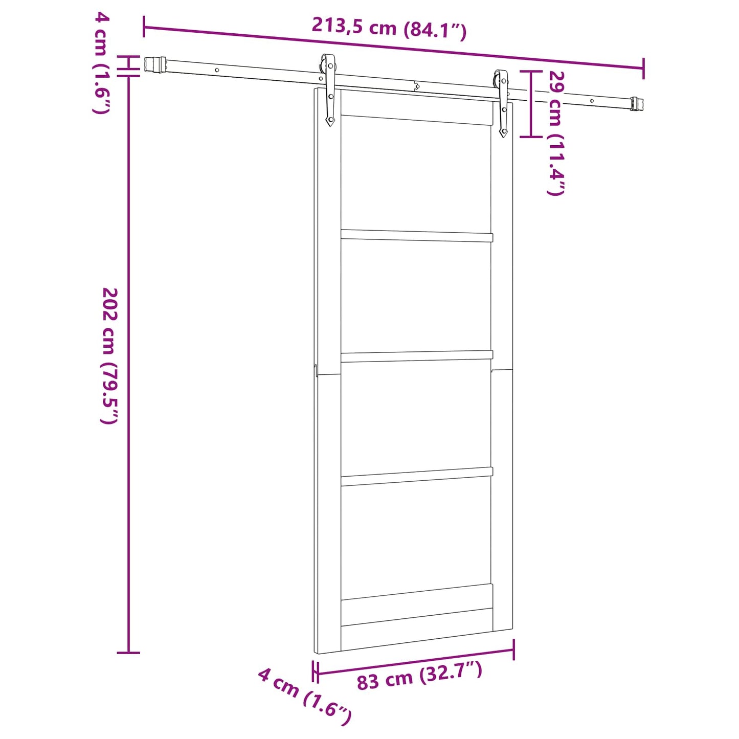 vidaXL Συρόμενη Πόρτα ORKDAL 83 x 202 εκ. Μασίφ Ξύλο Πεύκου Λευκό