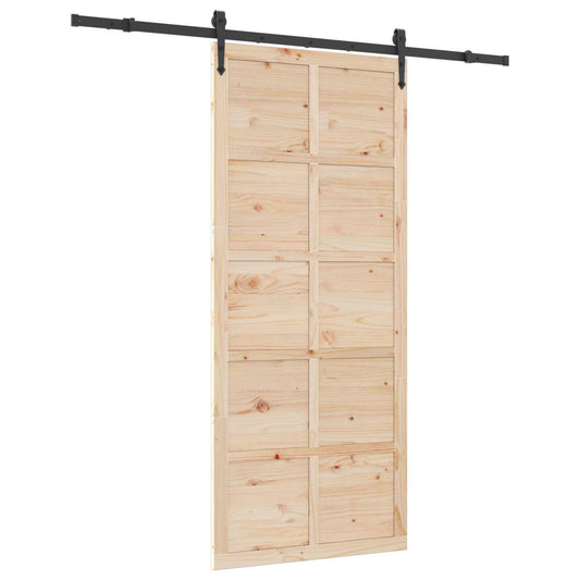 vidaXL Συρόμενη Πόρτα Φυσικό 90 x 208 εκ. Μασίφ Ξύλο Πεύκου