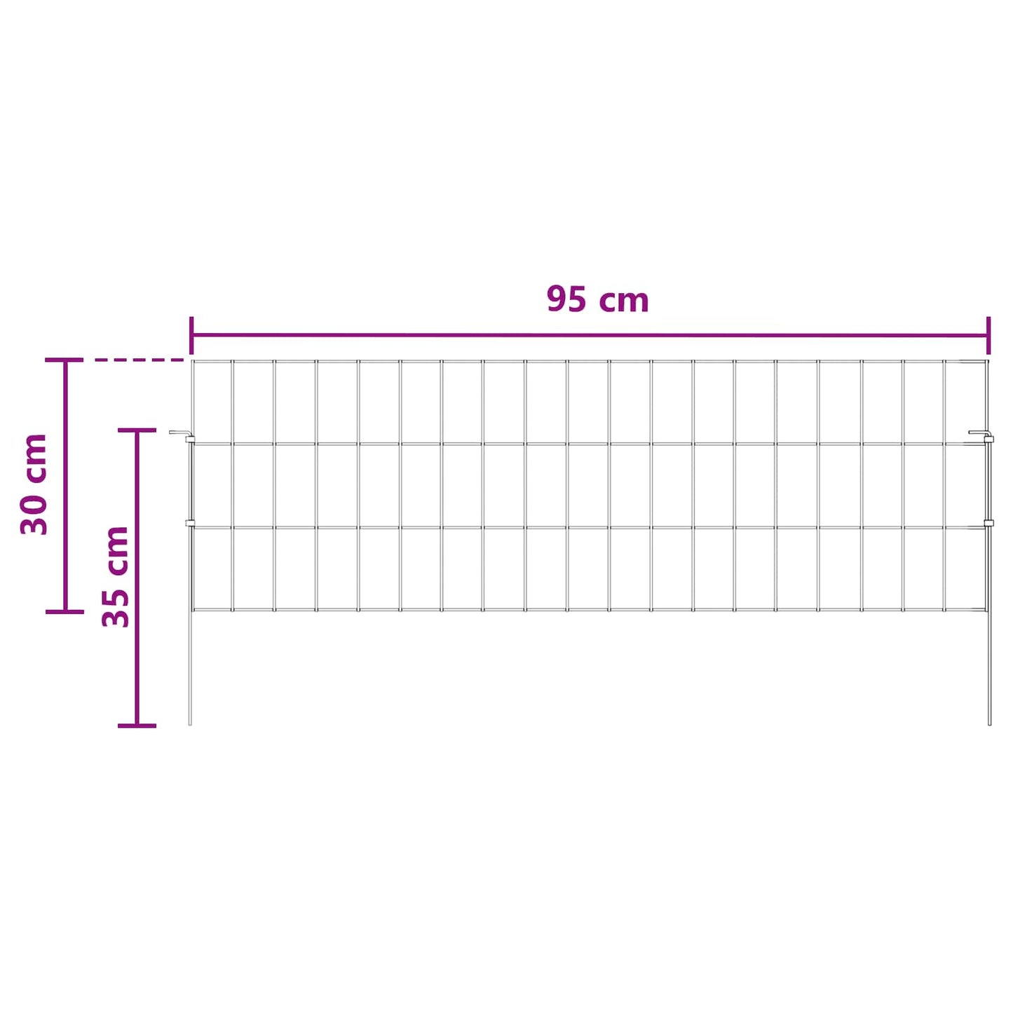 vidaXL Περίφραξη Κήπου με Στήλες 48 τμχ. 95 x 30 εκ. Ασημί