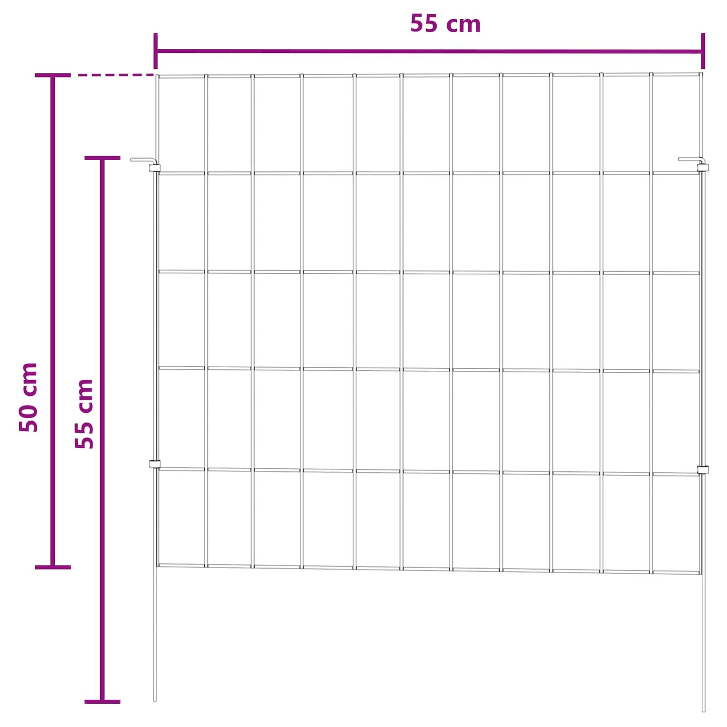 vidaXL Περίφραξη Κήπου με Στήλες 48 τμχ. 55 x 50 εκ. Ασημί