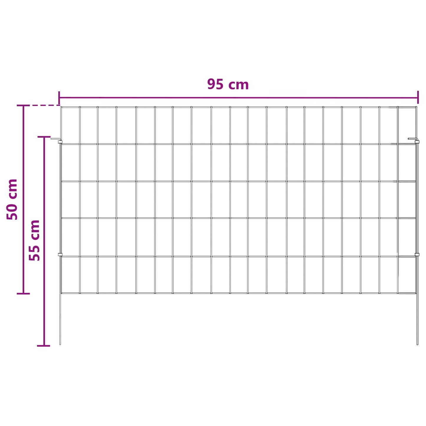 vidaXL Περίφραξη Κήπου με Στήλες 48 τμχ. 95 x 50 εκ. Ασημί