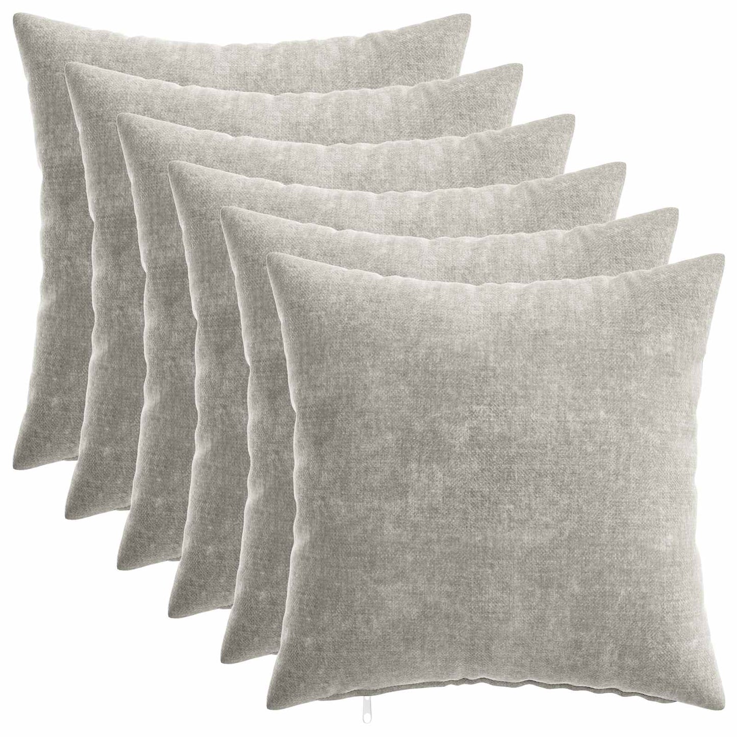 vidaXL Μαξιλάρι 6 τμχ. HEERLEN Ανοιχτό γκρι 30 x 30 cm Ύφασμα Chenille