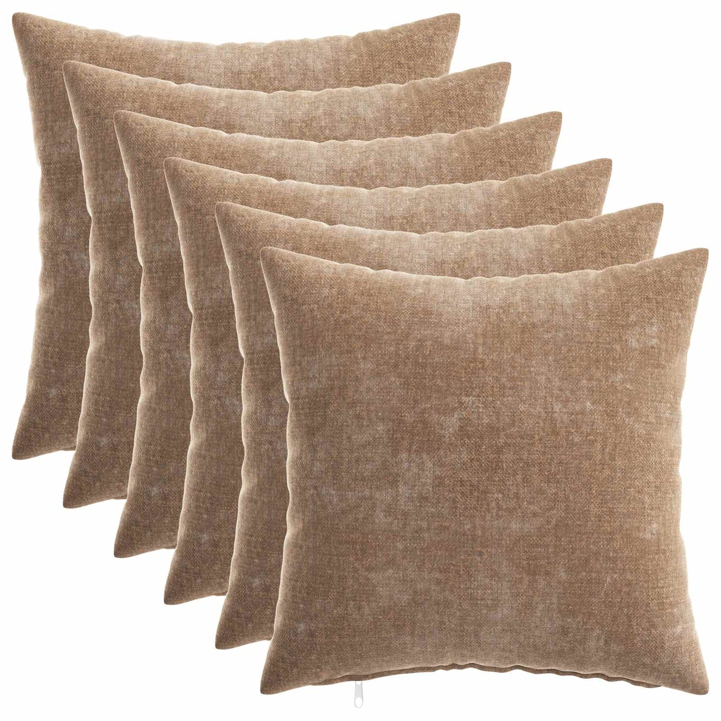 vidaXL Μαξιλάρι 6 τμχ. HEERLEN Καφέ 35 x 35 cm Ύφασμα Chenille