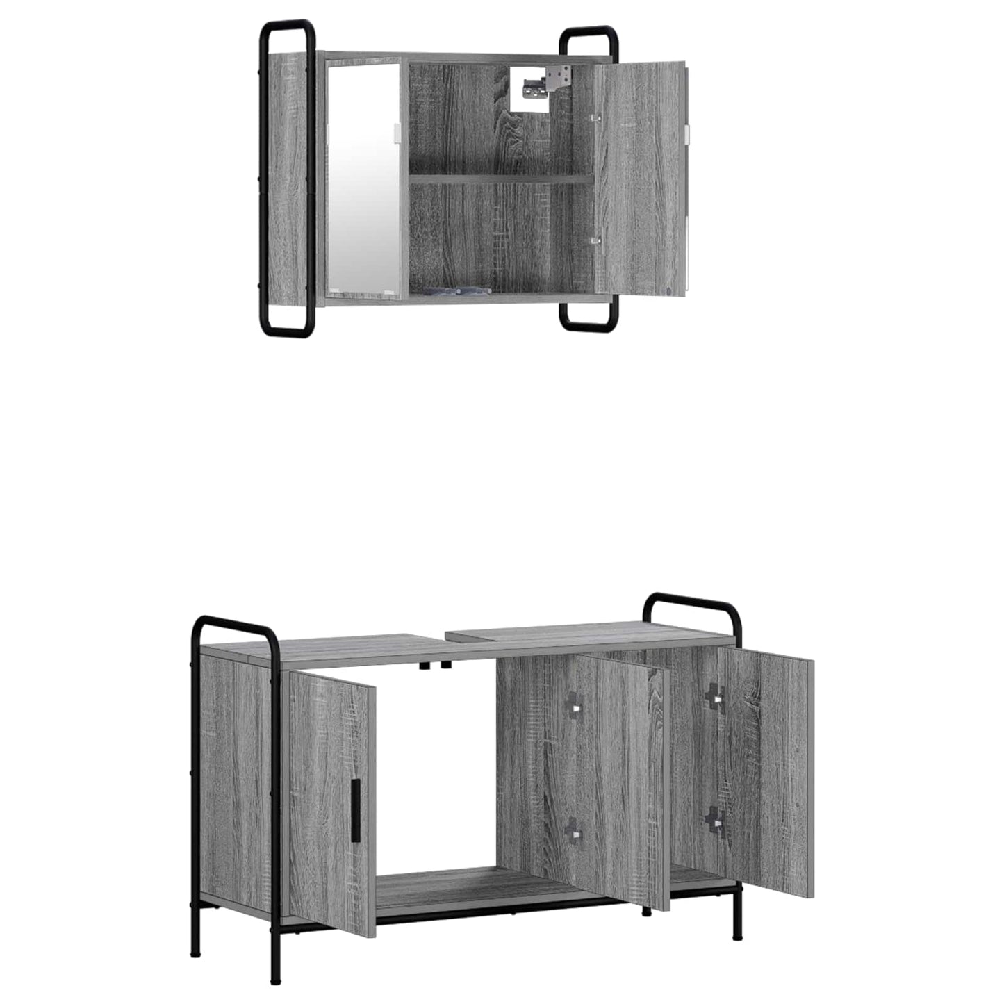 vidaXL Σετ Ντουλαπιών Μπάνιου 2 τμχ. Γκρι Sonoma 65,5 x 34 x 61 εκ.