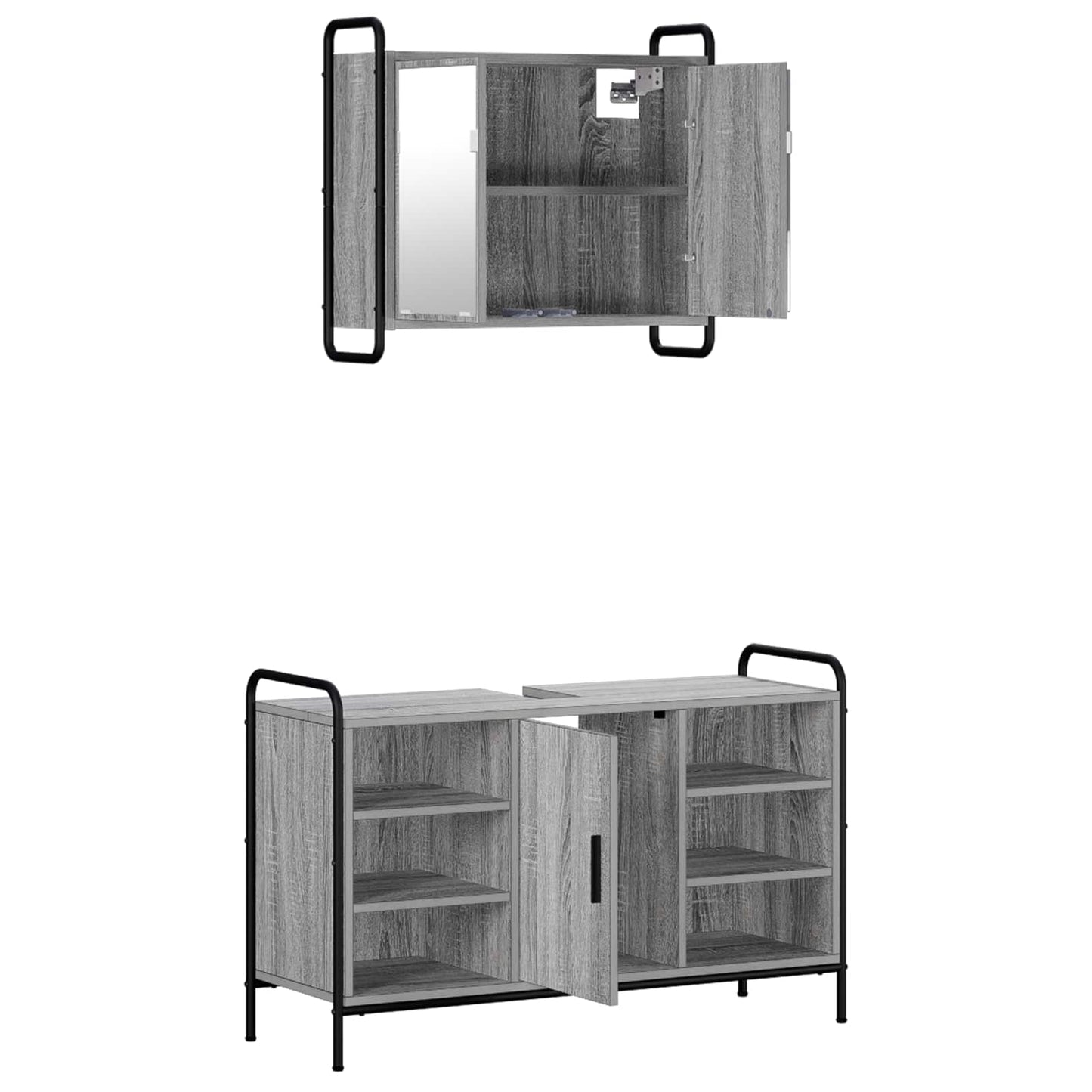 vidaXL Σετ Ντουλαπιών Μπάνιου 2 τμχ. Γκρι Sonoma 65,5 x 34 x 61 εκ.