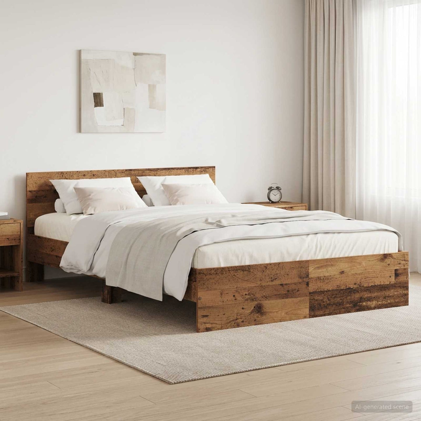 vidaXL Κρεβάτι με Κεφαλάρι Παλαιωμένο ξύλο 160 x 200 cm