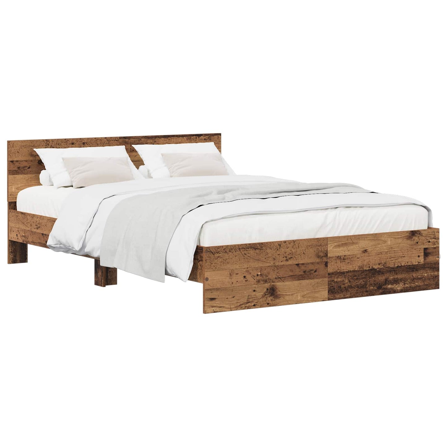 vidaXL Κρεβάτι με Κεφαλάρι Παλαιωμένο ξύλο 160 x 200 cm