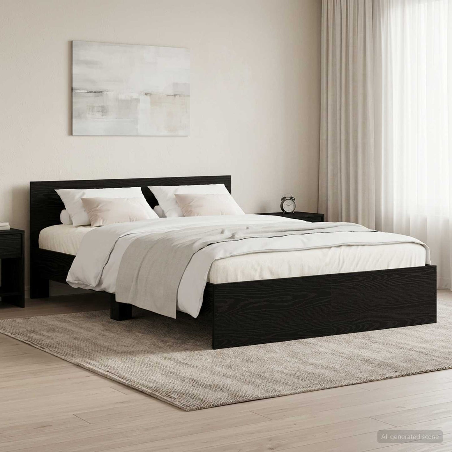 vidaXL Κρεβάτι με Κεφαλάρι Μαύρη Δρυς 120 x 200 cm Επεξεργασμένο ξύλο