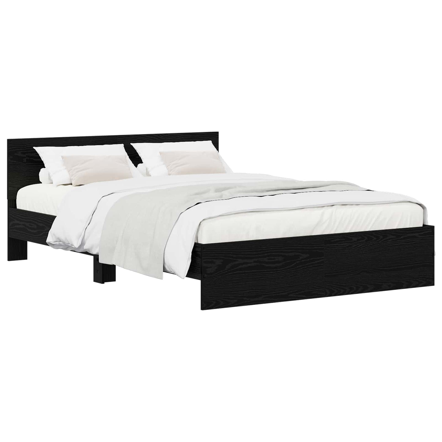 vidaXL Κρεβάτι με Κεφαλάρι Μαύρη Δρυς 120 x 200 cm Επεξεργασμένο ξύλο
