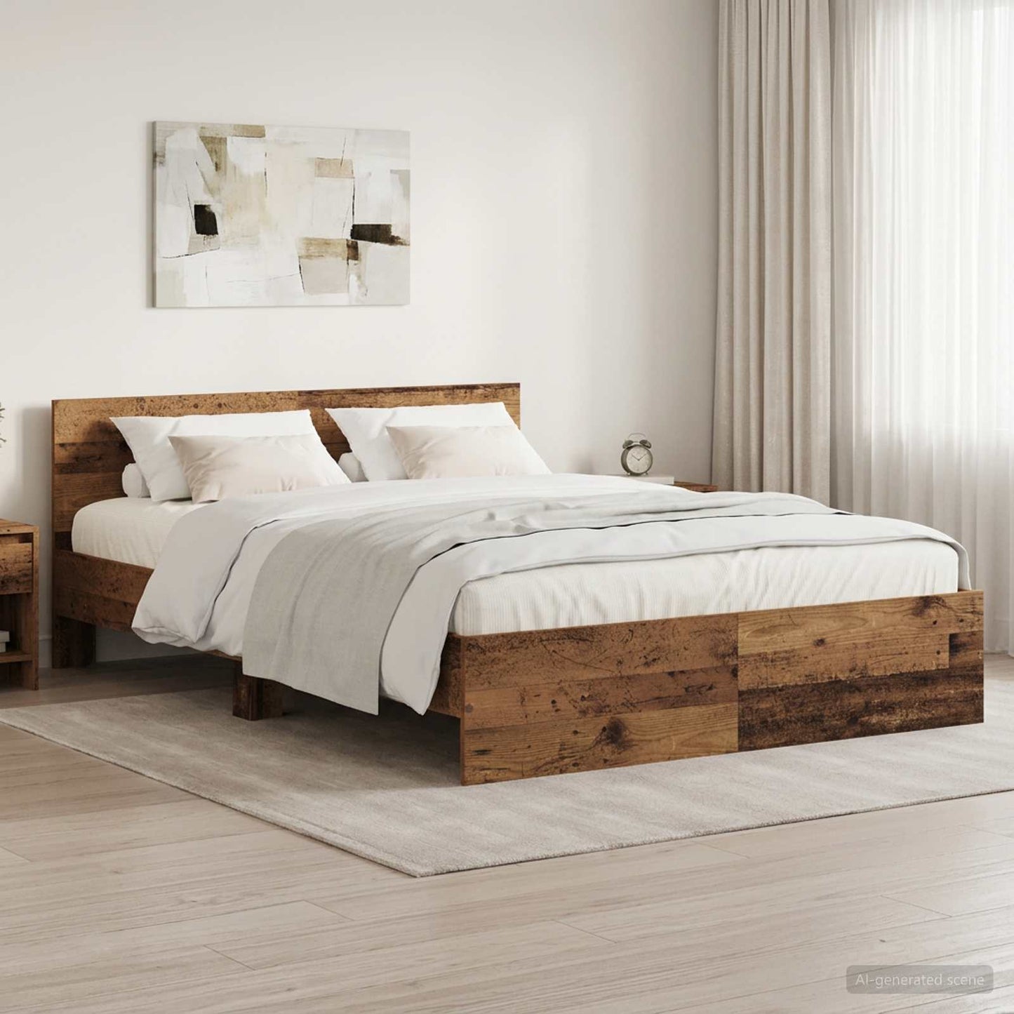 vidaXL Κρεβάτι με Κεφαλάρι Παλαιωμένο ξύλο 140 x 190 cm