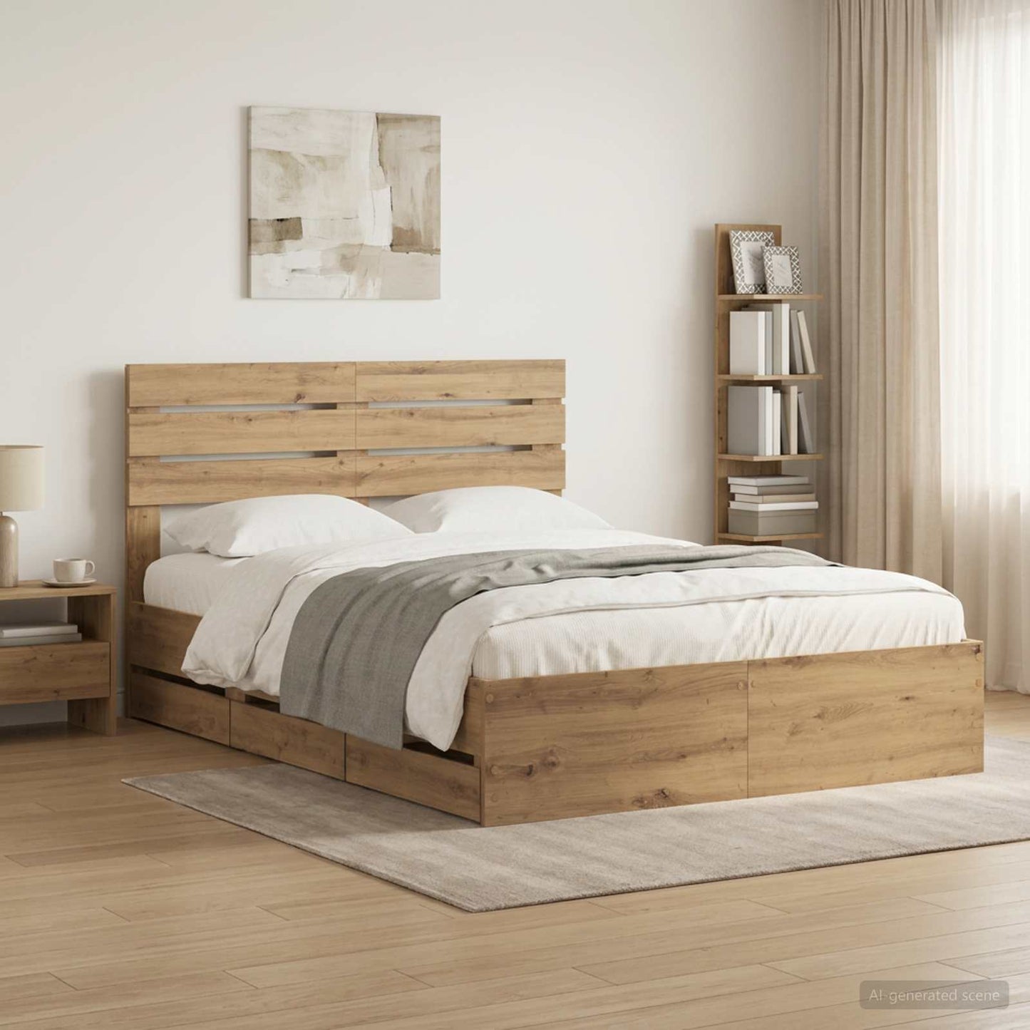 vidaXL Bed Frame with Storage and Headboard Artisan Oak 120 x 200 cm