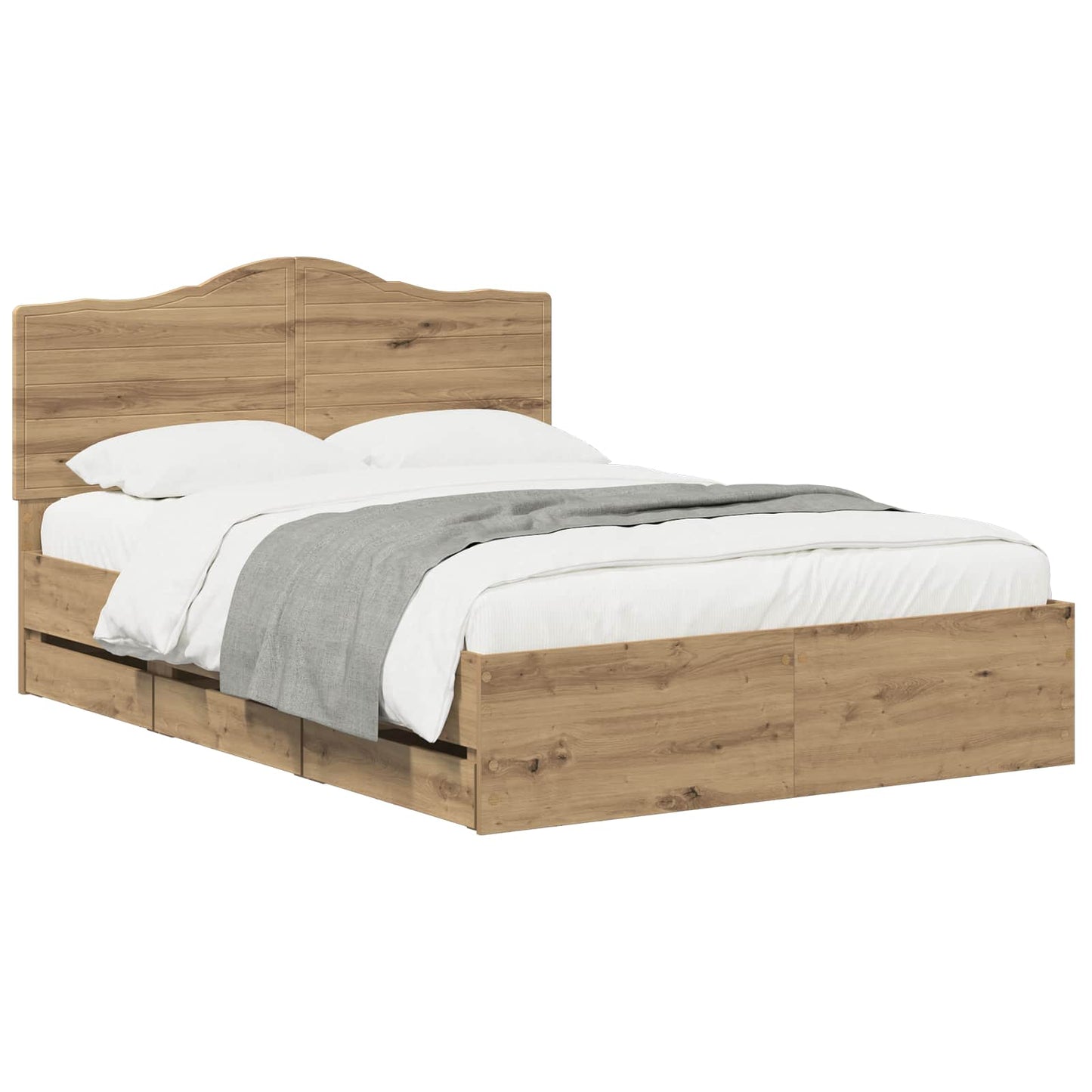 vidaXL Bed Frame with Storage and Headboard Artisan Oak 140 x 190 cm