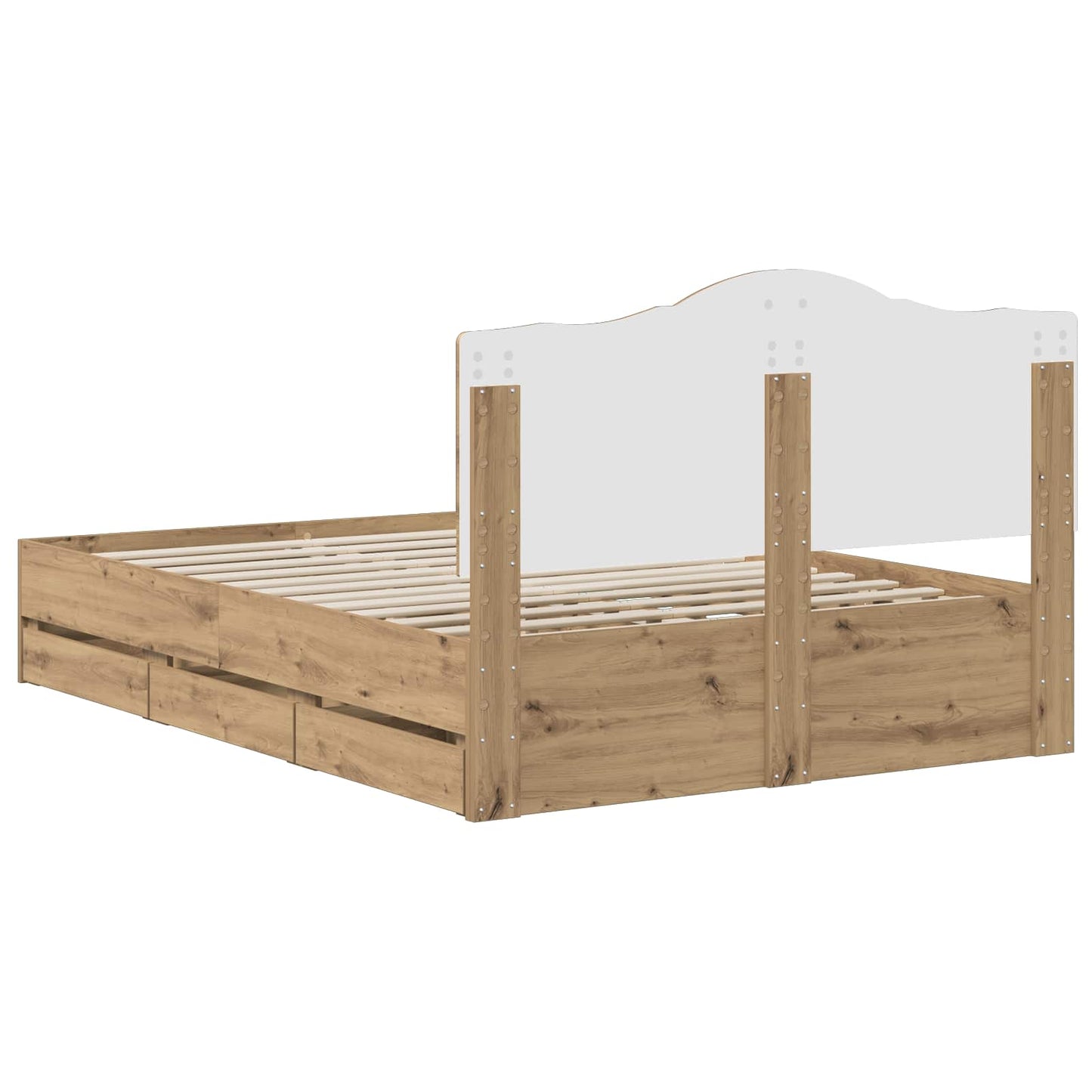 vidaXL Bed Frame with Storage and Headboard Artisan Oak 140 x 190 cm