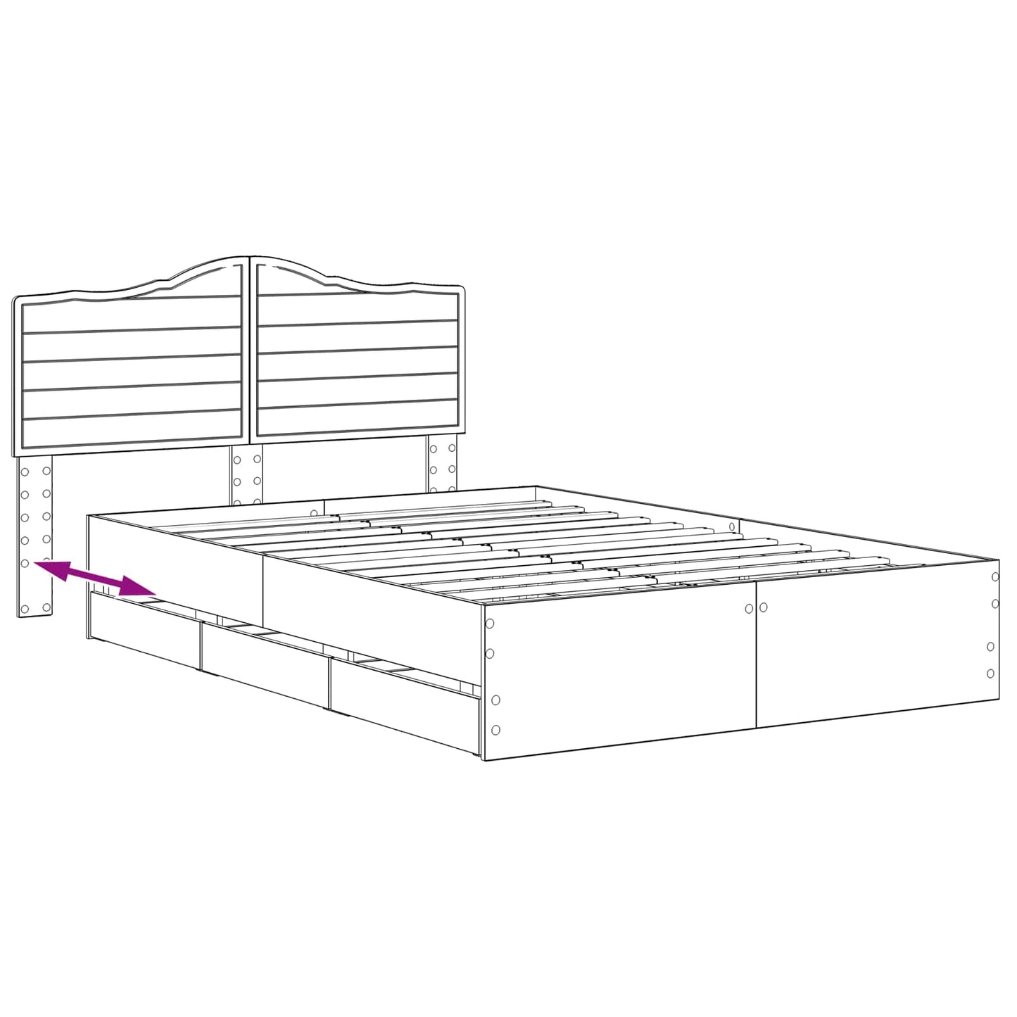 vidaXL Bed Frame with Storage and Headboard Artisan Oak 140 x 190 cm
