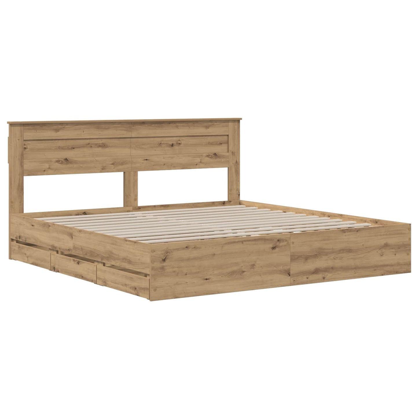 vidaXL Bed Frame with Storage and Headboard Artisan Oak 180 x 200 cm