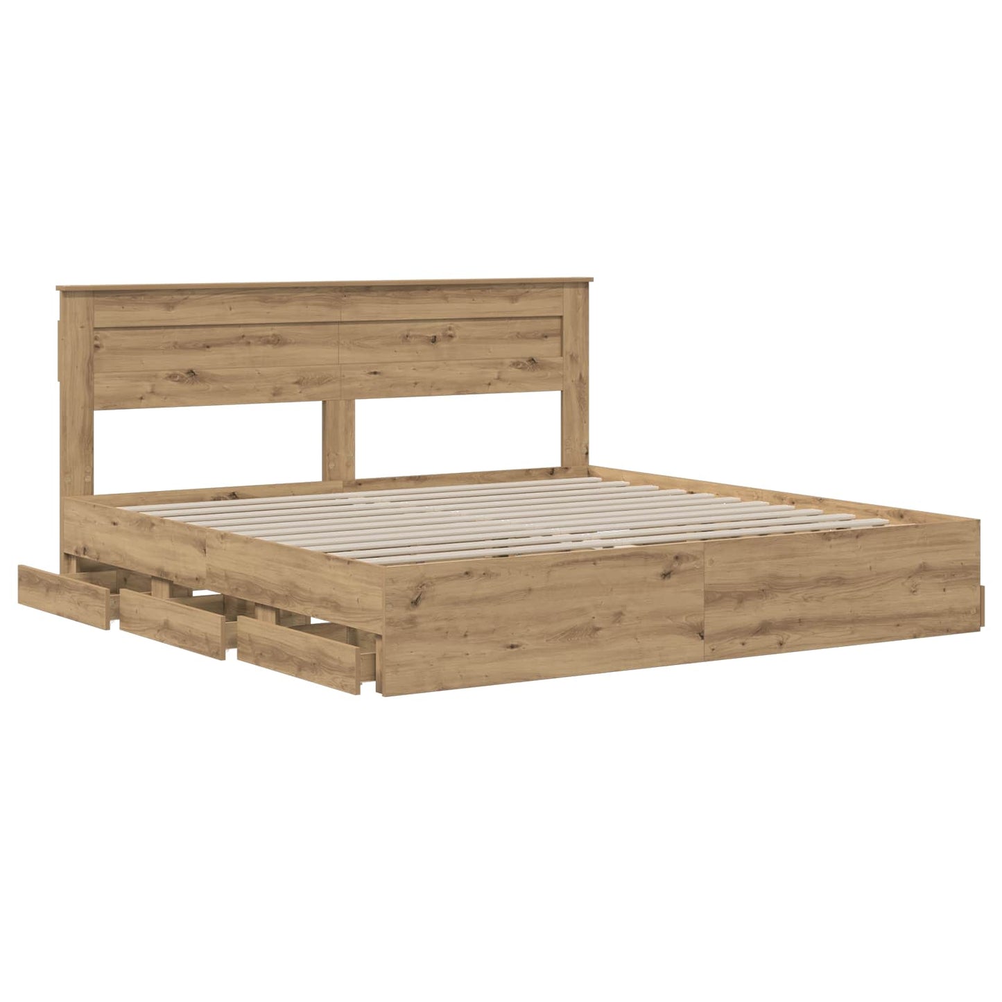 vidaXL Bed Frame with Storage and Headboard Artisan Oak 180 x 200 cm