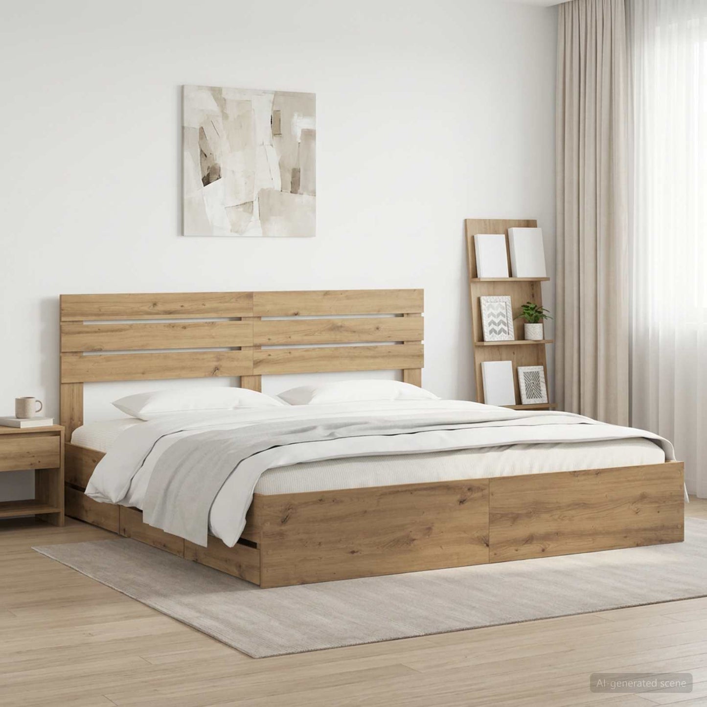 vidaXL Bed Frame with Storage and Headboard Artisan Oak 180 x 200 cm