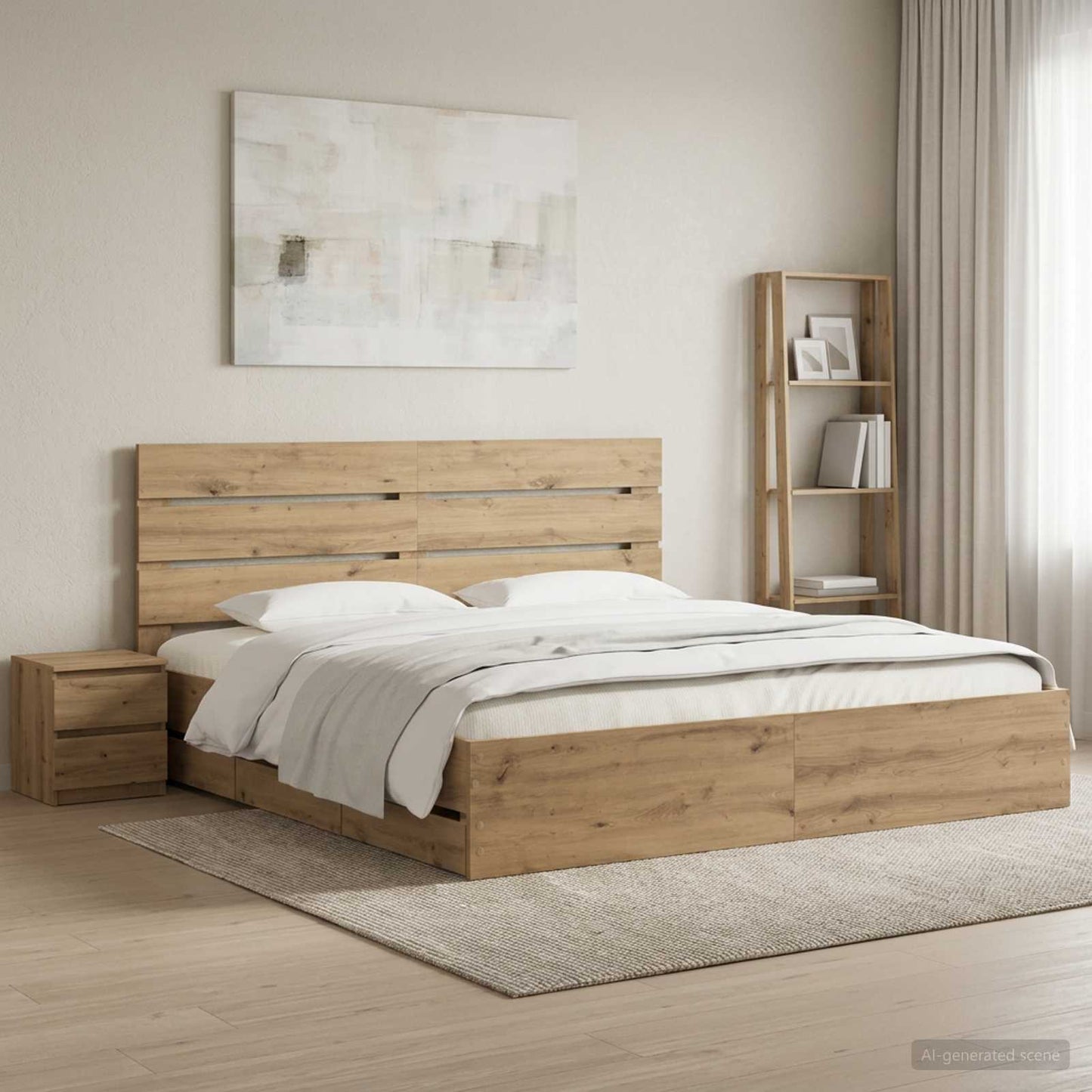 vidaXL Bed Frame with Storage and Headboard Artisan Oak 180 x 200 cm