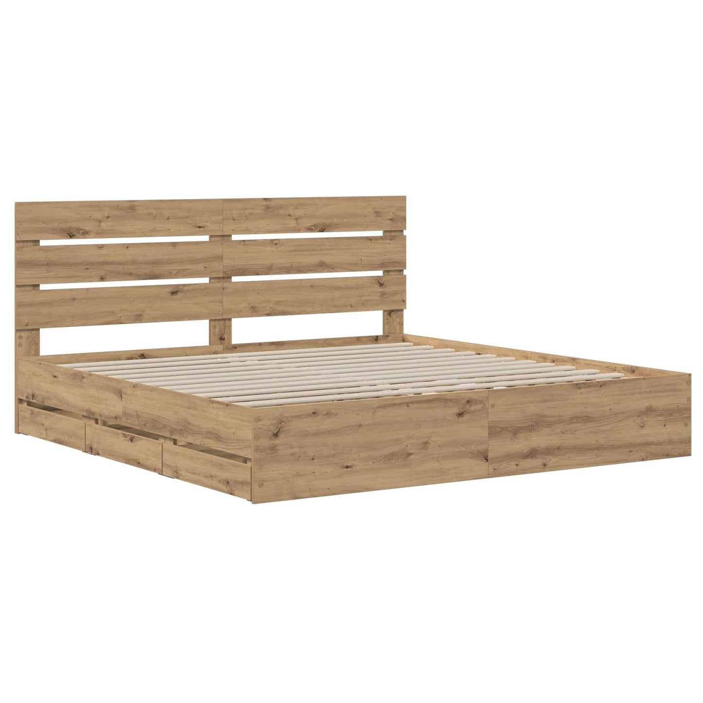 vidaXL Bed Frame with Storage and Headboard Artisan Oak 180 x 200 cm