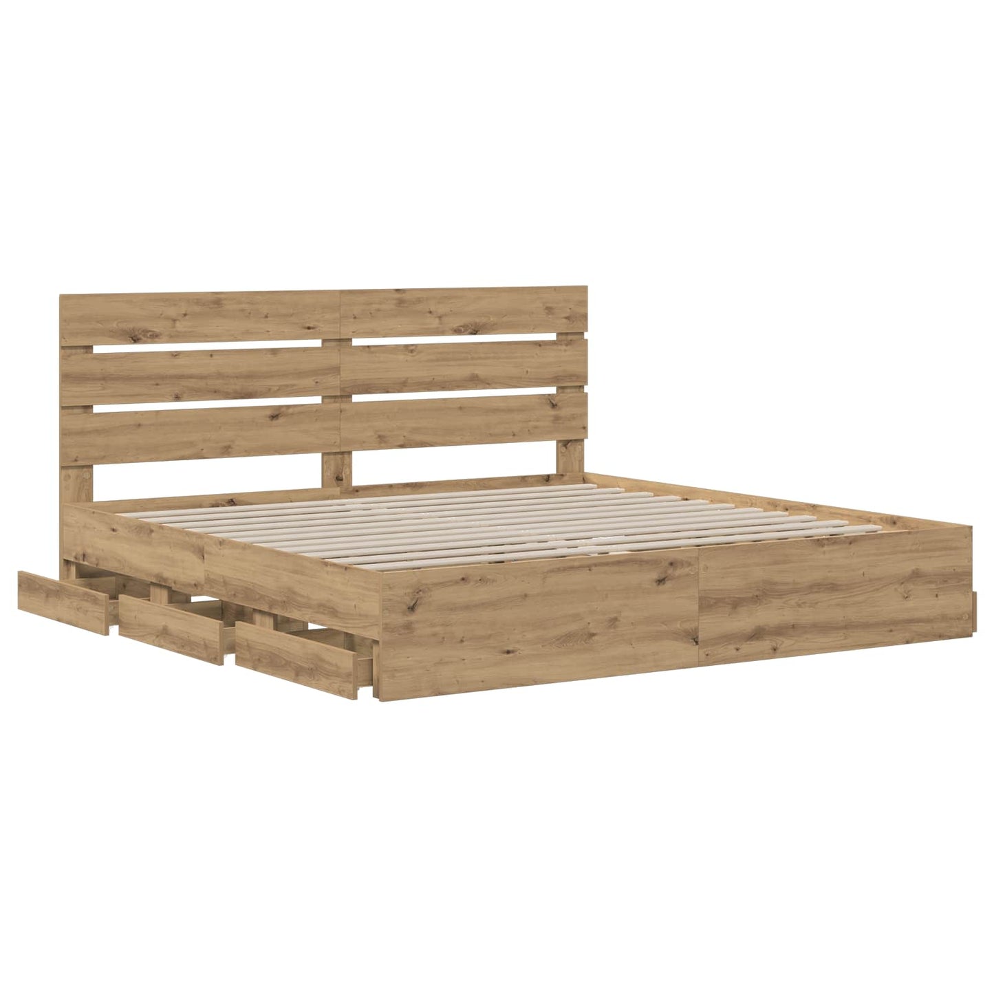vidaXL Bed Frame with Storage and Headboard Artisan Oak 180 x 200 cm