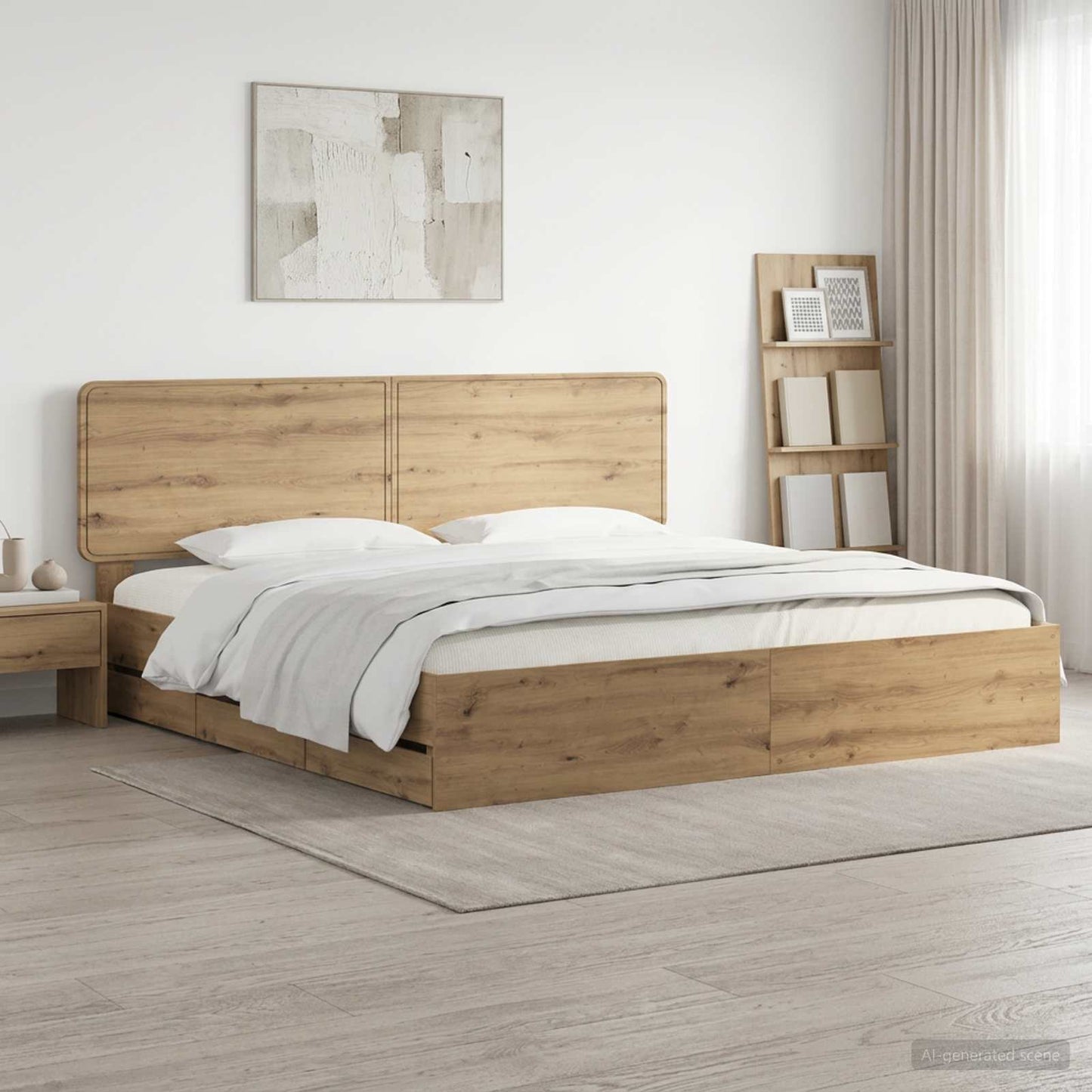 vidaXL Bed Frame with Storage and Headboard Artisan Oak 180 x 200 cm