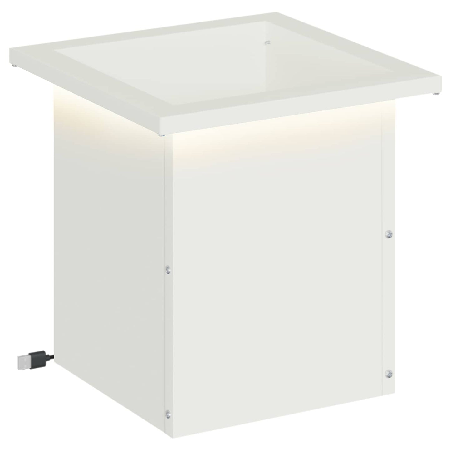 vidaXL Ζαρντινιέρα κήπου με LED Λευκό 30 x 30 x 30 cm Ατσάλι