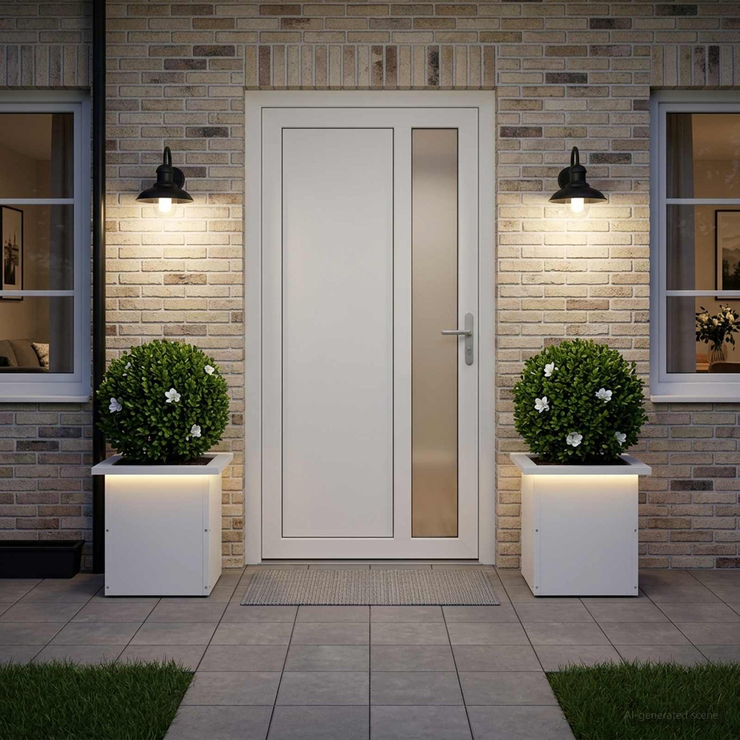 vidaXL Ζαρντινιέρα κήπου με LED 2 τμχ. Λευκό 30 x 30 x 30 cm Ατσάλι