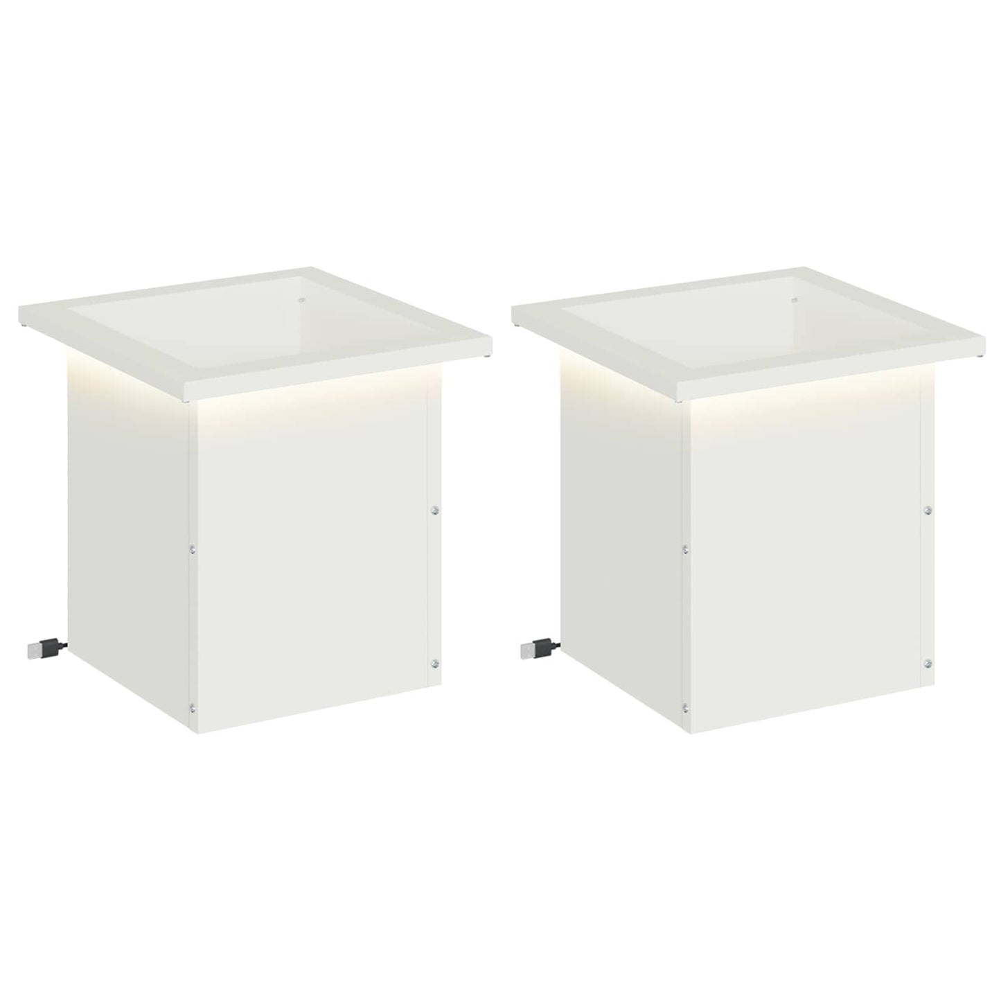 vidaXL Ζαρντινιέρα κήπου με LED 2 τμχ. Λευκό 30 x 30 x 30 cm Ατσάλι