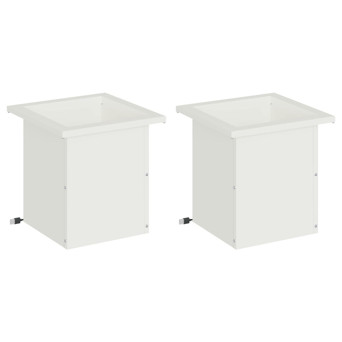 vidaXL Ζαρντινιέρα κήπου με LED 2 τμχ. Λευκό 30 x 30 x 30 cm Ατσάλι