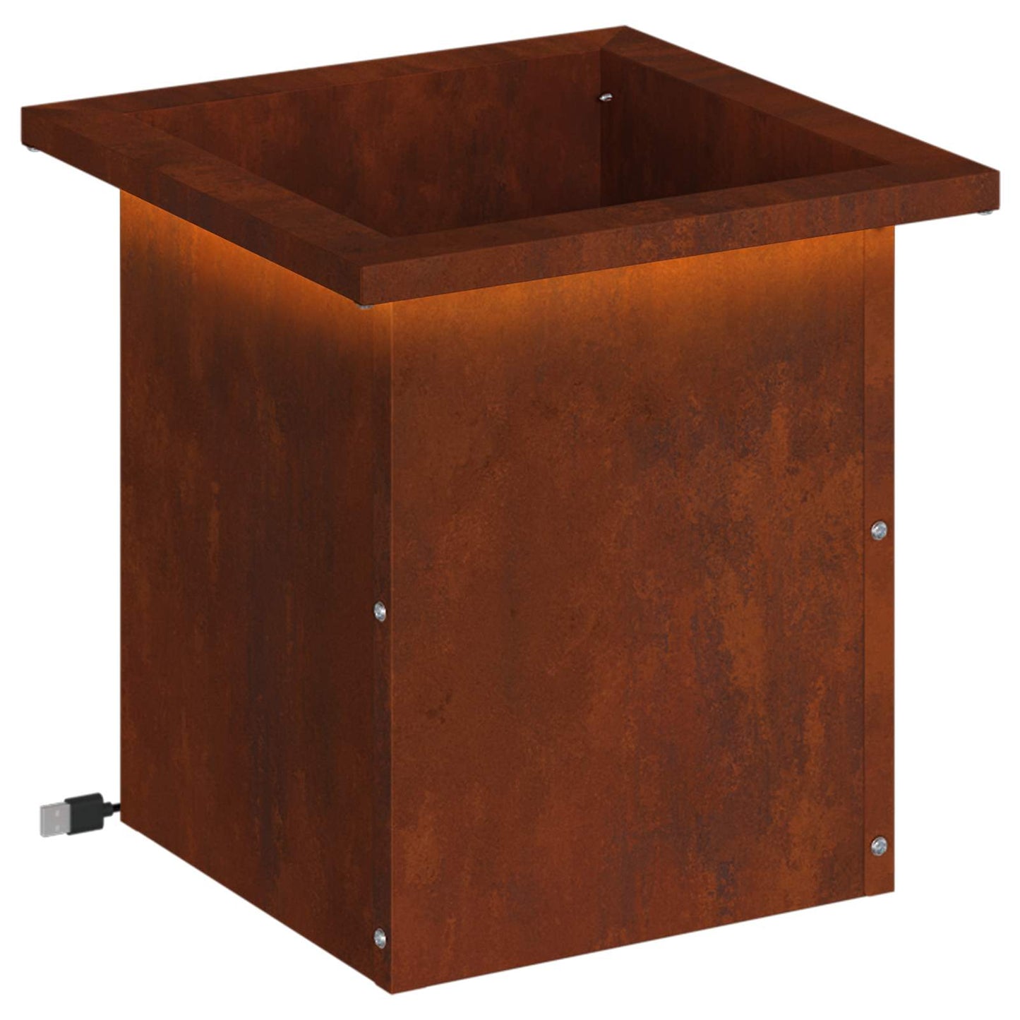 vidaXL Ζαρντινιέρα κήπου με LED Σκ rusty 30 x 30 x 30 cm