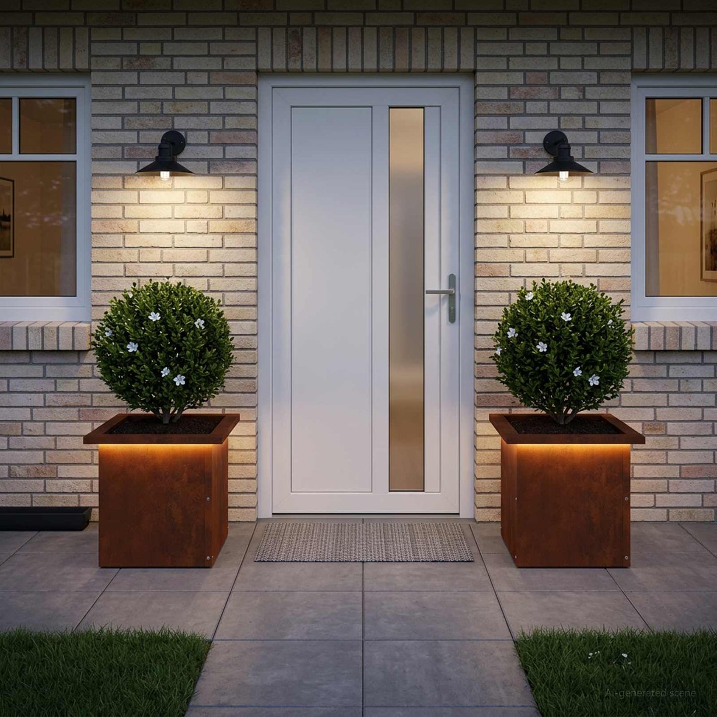 vidaXL Ζαρντινιέρα κήπου με LED 2 τμχ. Σκ rusty 30 x 30 x 30 cm