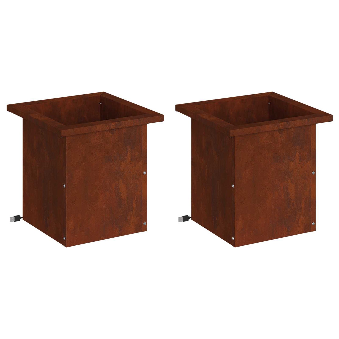 vidaXL Ζαρντινιέρα κήπου με LED 2 τμχ. Σκ rusty 30 x 30 x 30 cm