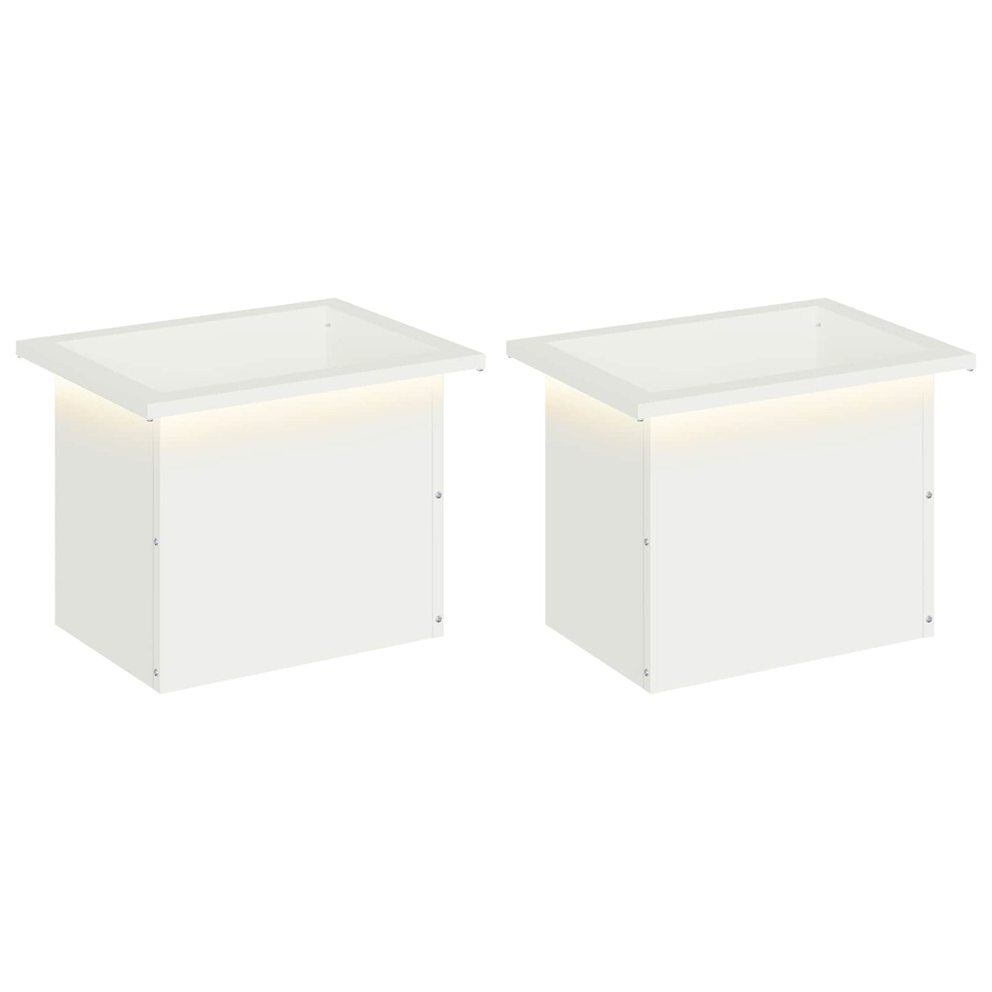 vidaXL Ζαρντινιέρα κήπου με LED 2 τμχ. Λευκό 30 × 40 × 30 εκ Ατσάλι