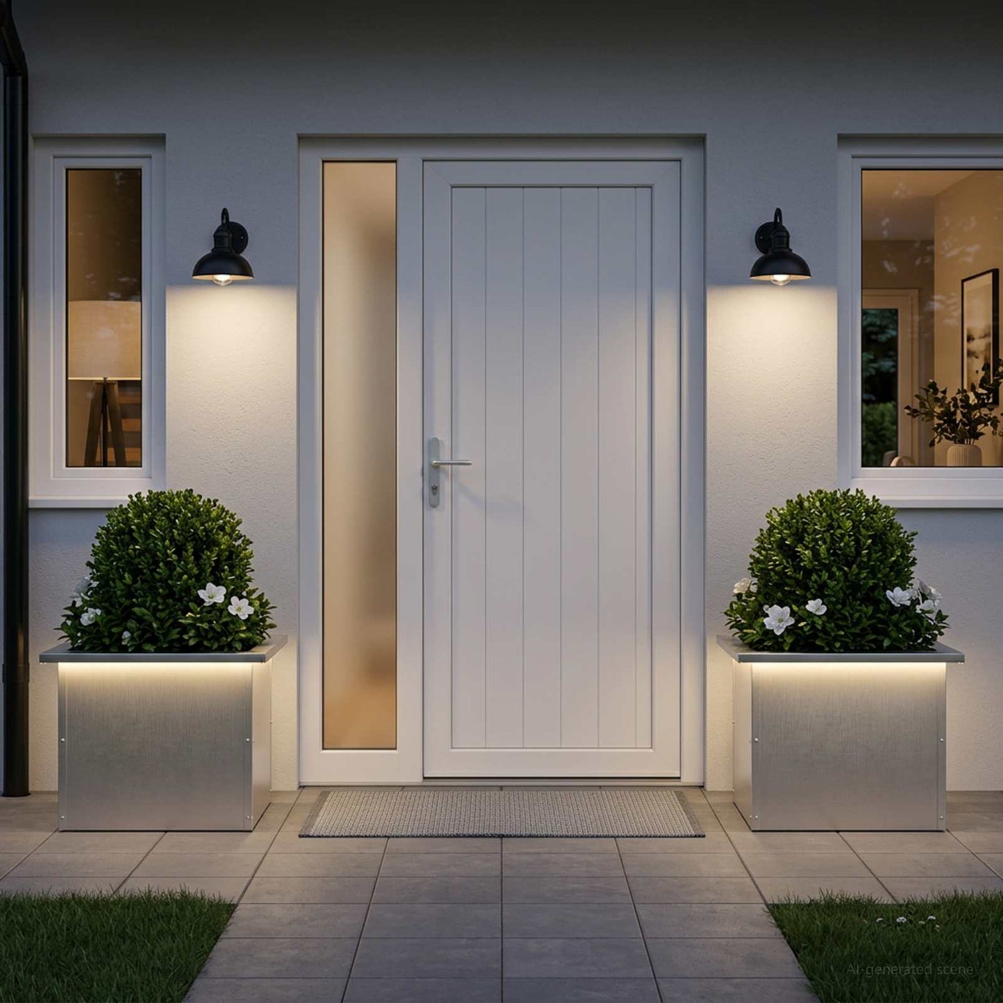 vidaXL Ζαρντινιέρα κήπου με LED 2 τμχ. Ασημί 30 × 40 × 30 εκ